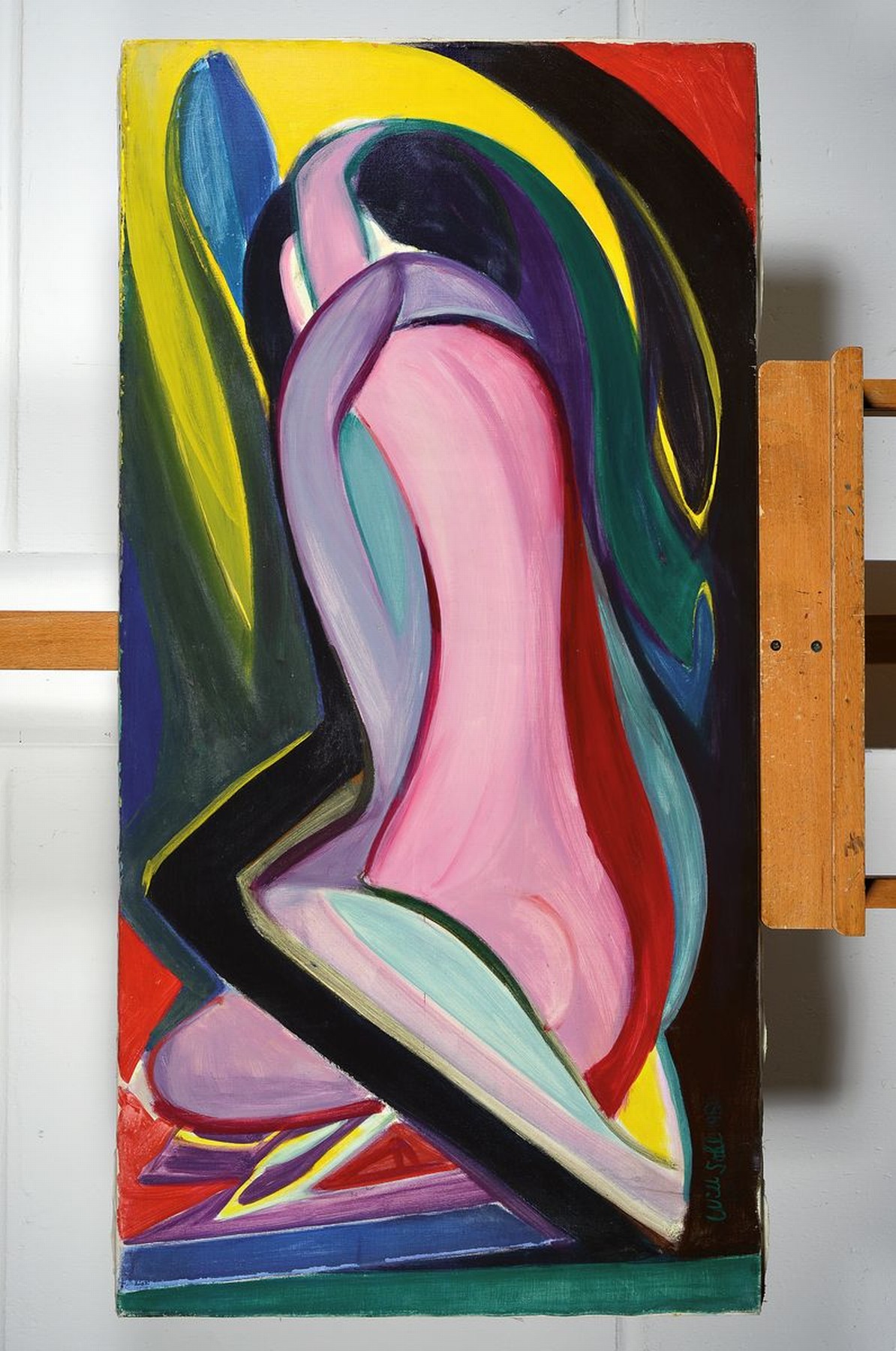 Detail k: Will Sohl, 1906 Ludwigshafen -1969, liegender Rückenakt, Öl/Lwd., signiert, 55 x 110 cm