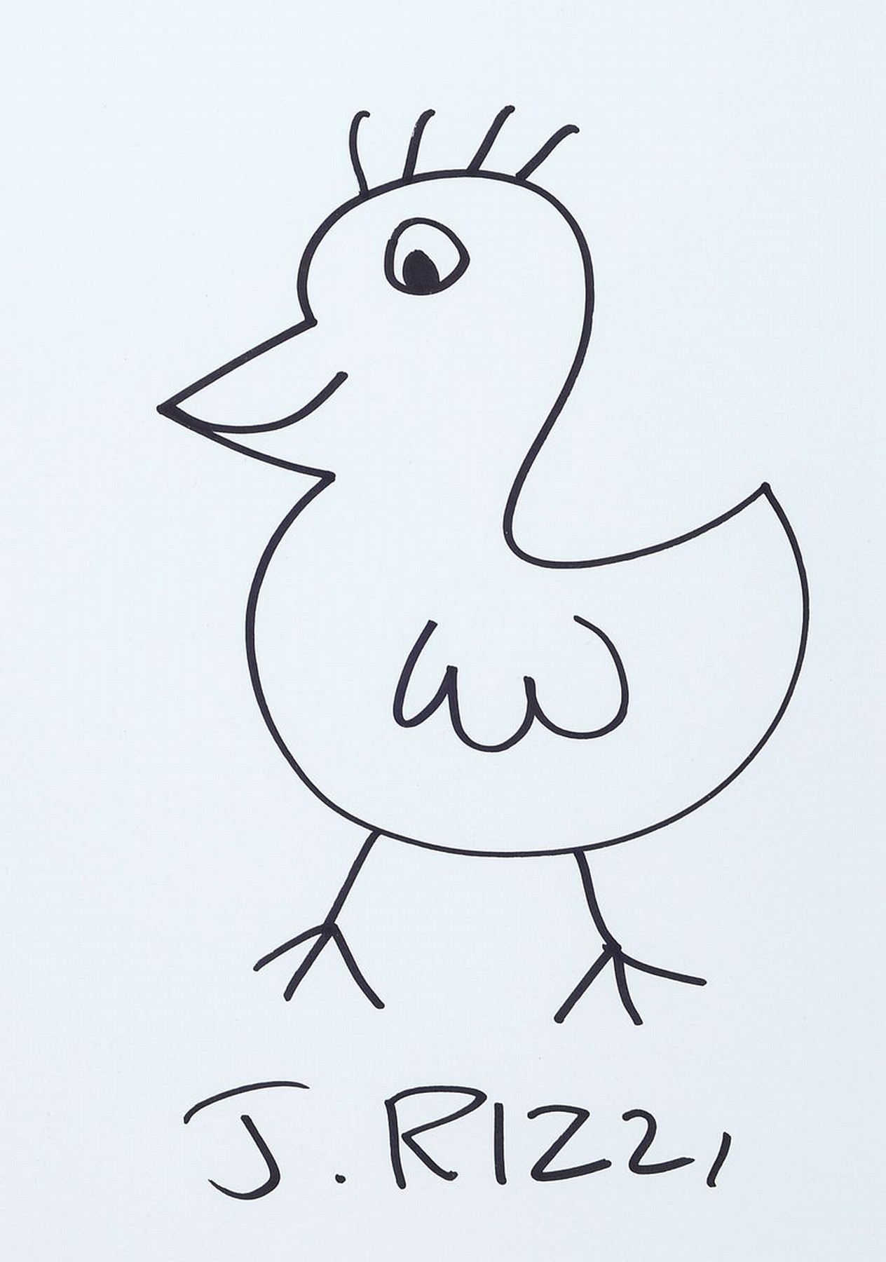 James Rizzi, 1950-2011, "Bird", Filzstiftzeichnung, handsign., unter Glas gerahmt, gesamt ca. 44x34 cm