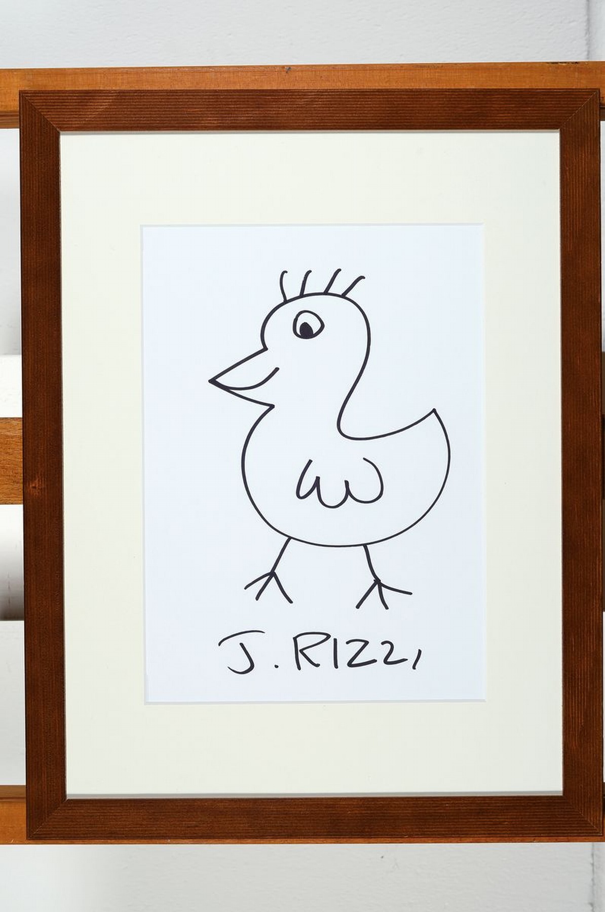 Detail k: James Rizzi, 1950-2011, "Bird", Filzstiftzeichnung, handsign., unter Glas gerahmt, gesamt ca. 44x34 cm