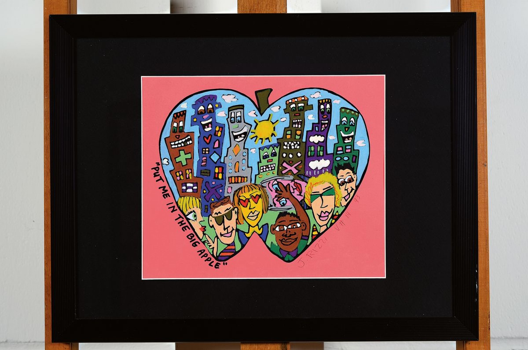 Detail k: James Rizzi, 1950-2011, "Put me in the big Apple", Unikat in Mischtechnik von 1993, handsign., num., unter Glas gerahmt, gesamt ca. 34x44 cm