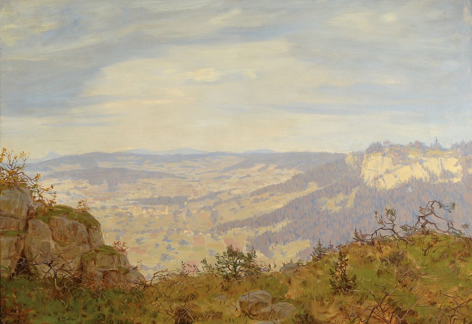 Hans Dieter, 1881-1968, Landschaft, Öl/Lwd, links unten sign., R. ca, 100x73 cm , dazu Buch