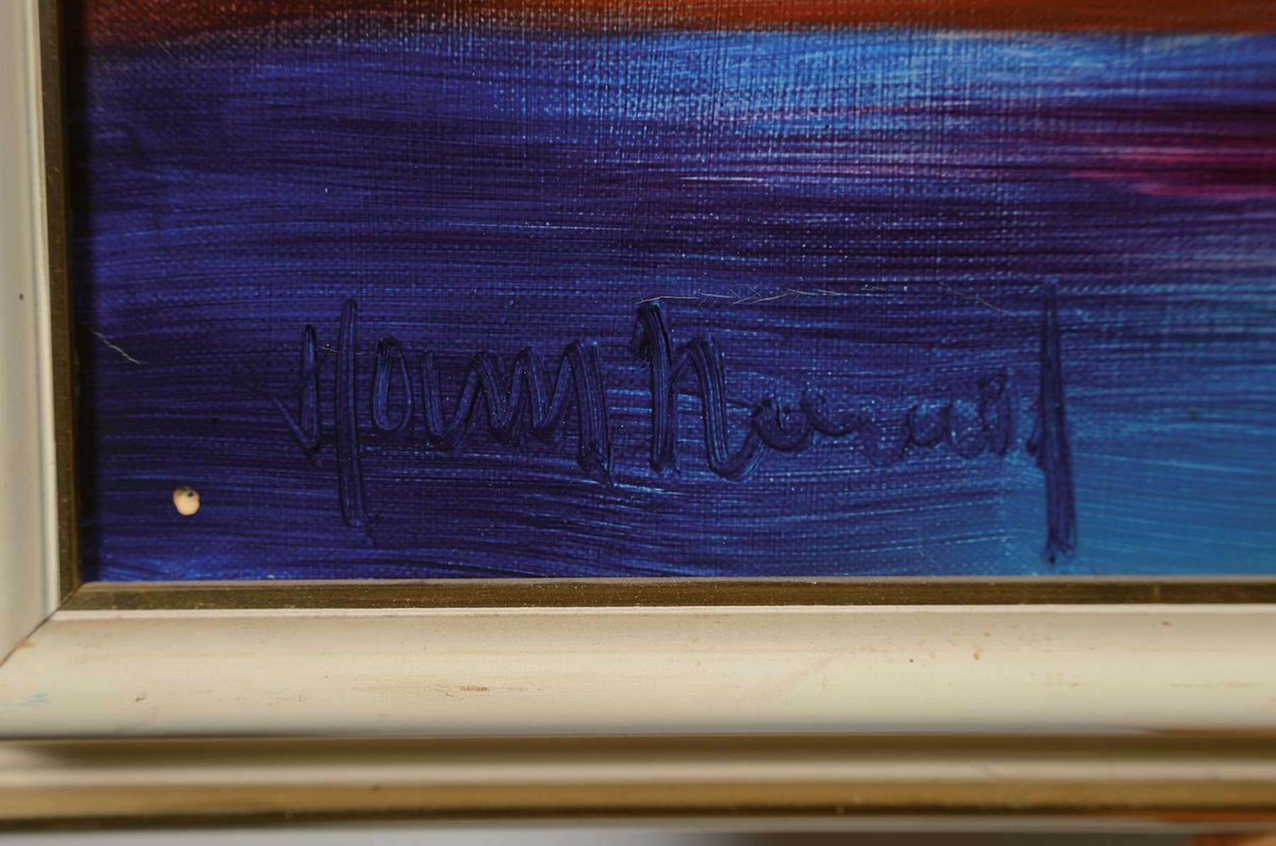 Detail a: Unbekannter Künstler, Landschaft, Öl/Lwd, links unten unleserlich sign., R. gesamt ca. 90x85 cm