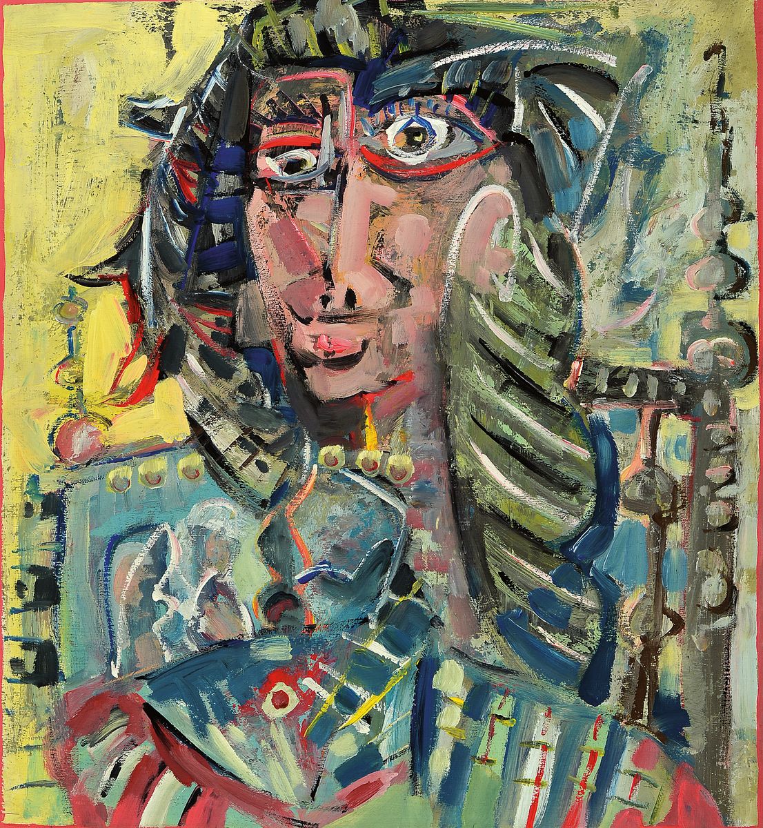 Unbekannter Künstler, Öl/Hartfaser, unsign., R. gesamt ca. 88x80 cm