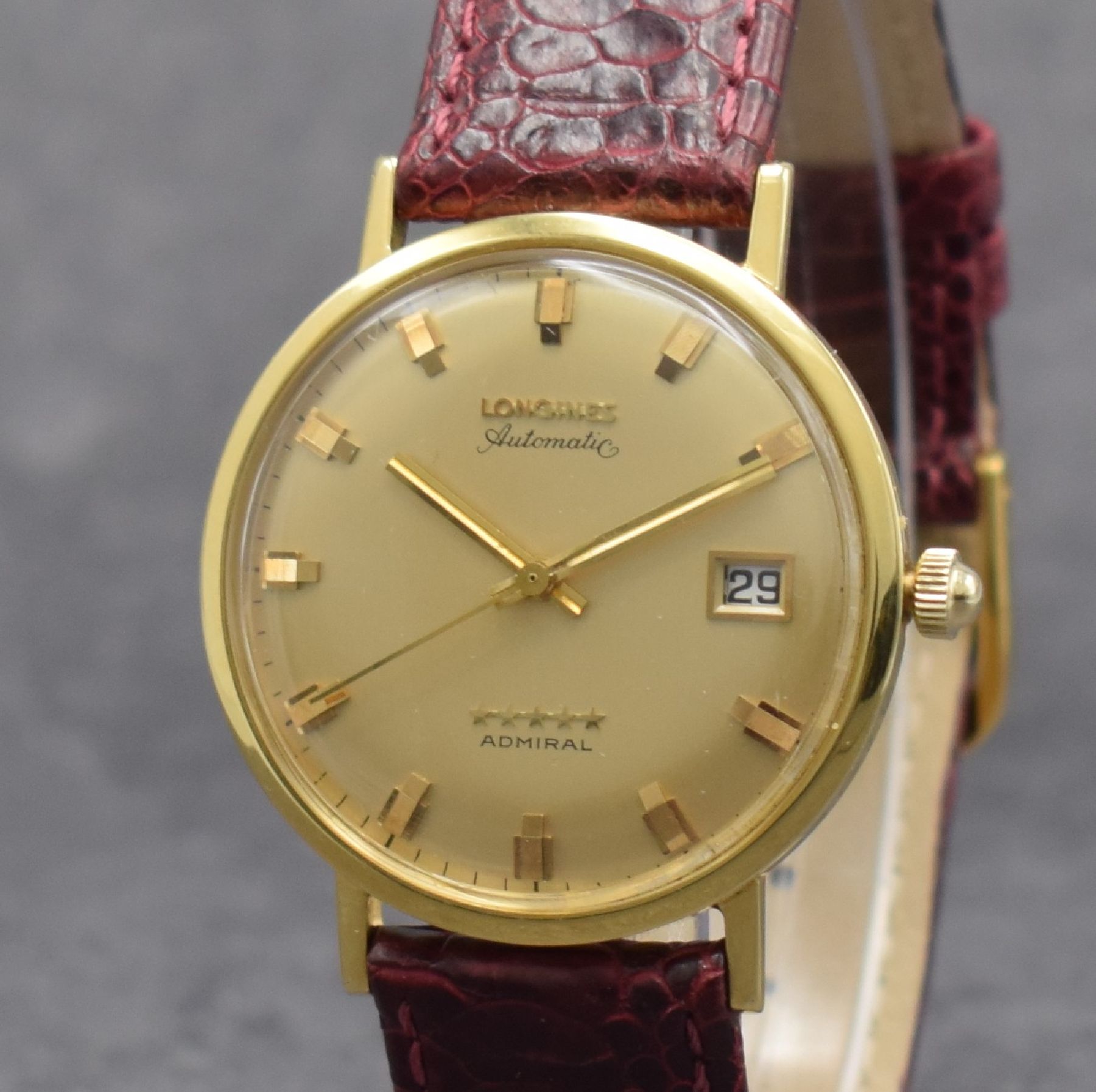 Detail c: LONGINES-WITTNAUER Herrenarmbanduhr Admiral 5 -Stars Referenz 69-610AA in GG 750/000, Automatik, Schweiz/USA um 1967, Monocoque- Geh., verg. orig. ...