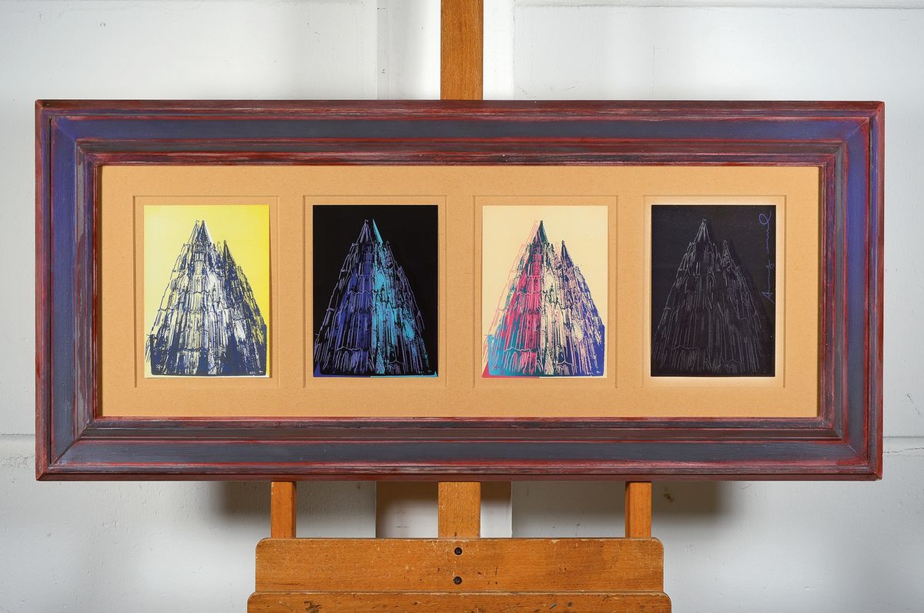 Detail k: Andy Warhol, 1928-1987, Der Kölner Dom, die vier Dome, vier Farbserigraphien, eine handsigniert, je ca. 20.5x15cm, in einem PP, u.Gl., R. ca. ...