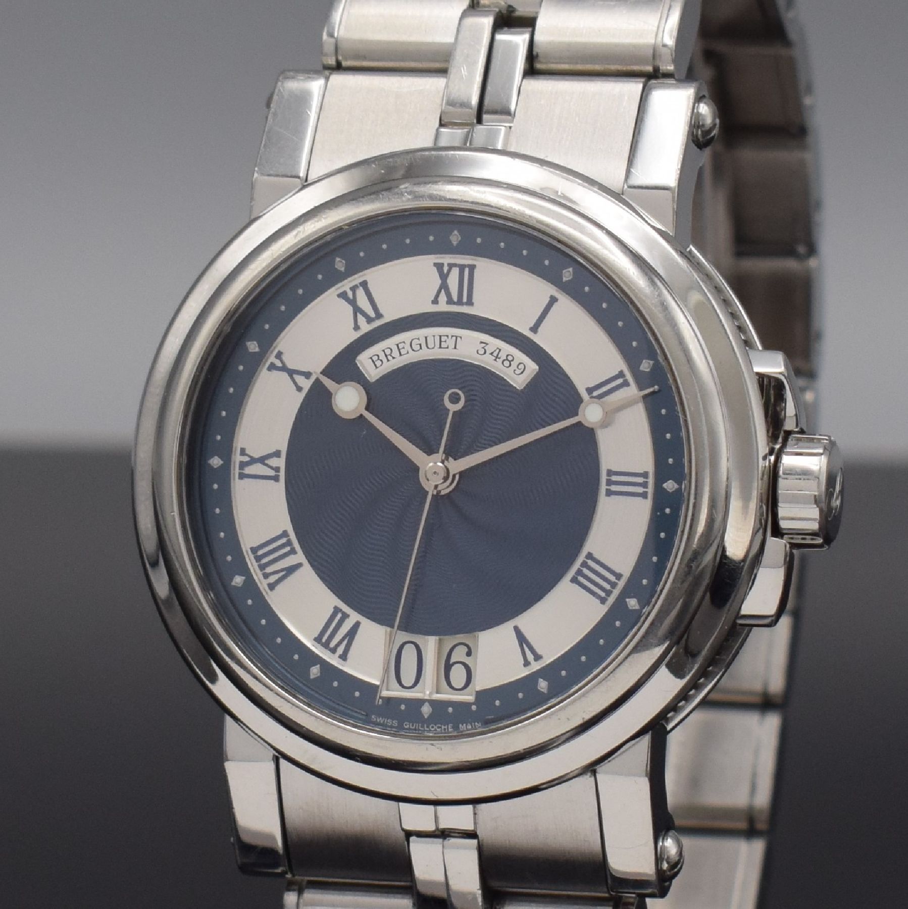 Detail c: BREGUET Marine Herrenarmbanduhr Referenz 5817, Automatik, Schweiz um 2010, Edelstahlgeh. inkl. Gliederband m. Faltschl., zus. orig. Kautschukband m. ...