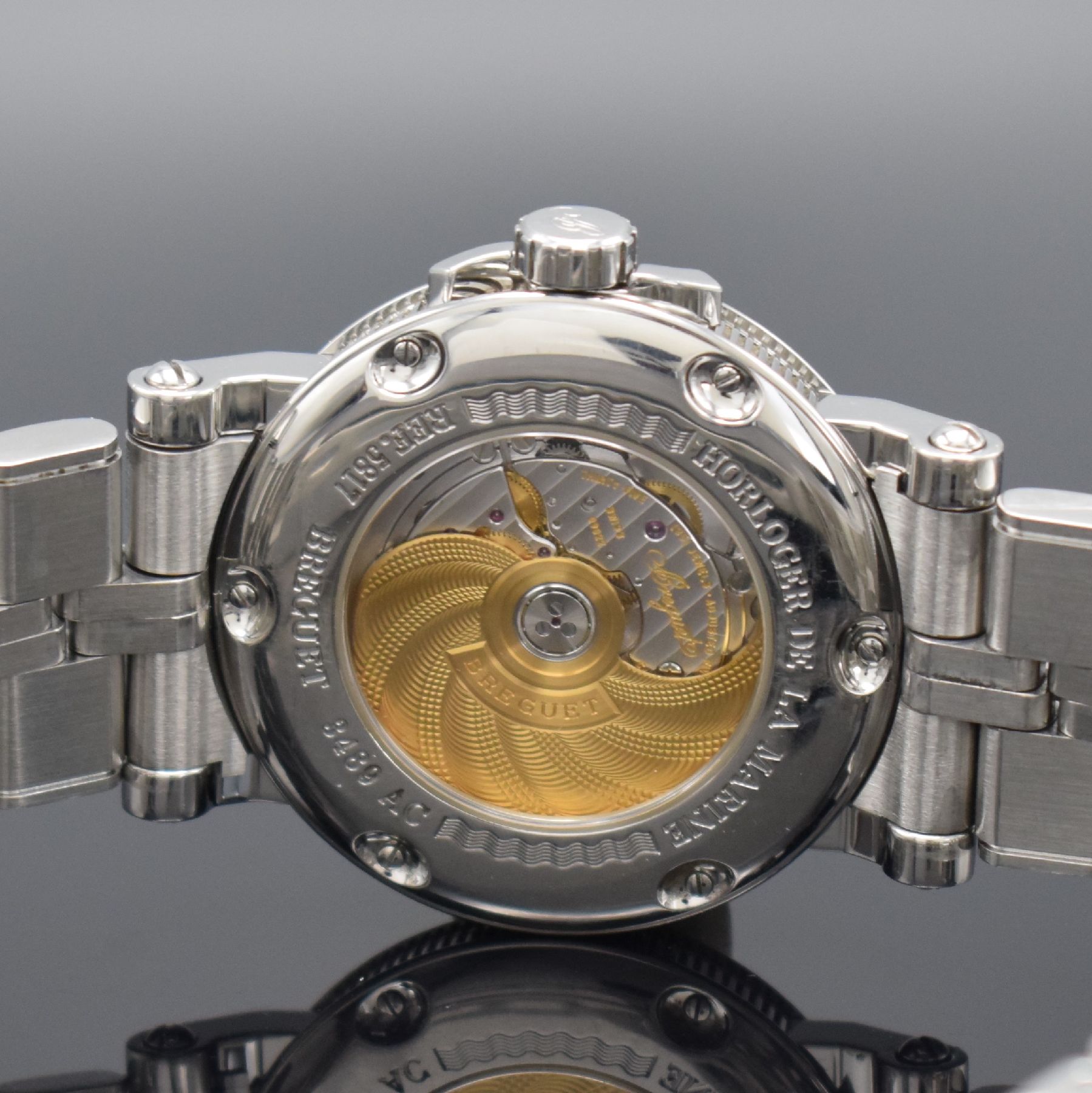 Detail f: BREGUET Marine Herrenarmbanduhr Referenz 5817, Automatik, Schweiz um 2010, Edelstahlgeh. inkl. Gliederband m. Faltschl., zus. orig. Kautschukband m. ...
