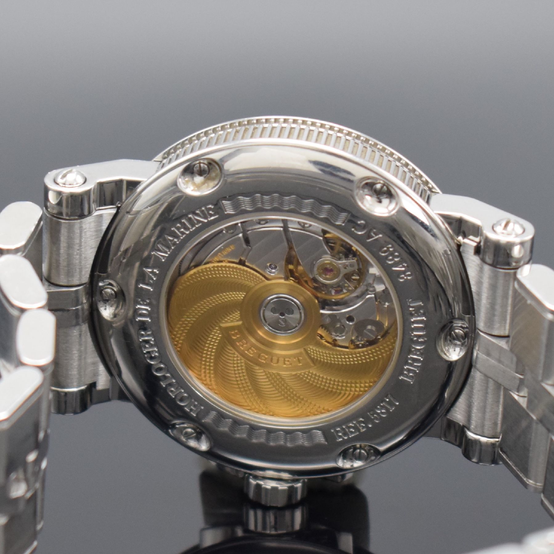 Detail g: BREGUET Marine Herrenarmbanduhr Referenz 5817, Automatik, Schweiz um 2010, Edelstahlgeh. inkl. Gliederband m. Faltschl., zus. orig. Kautschukband m. ...