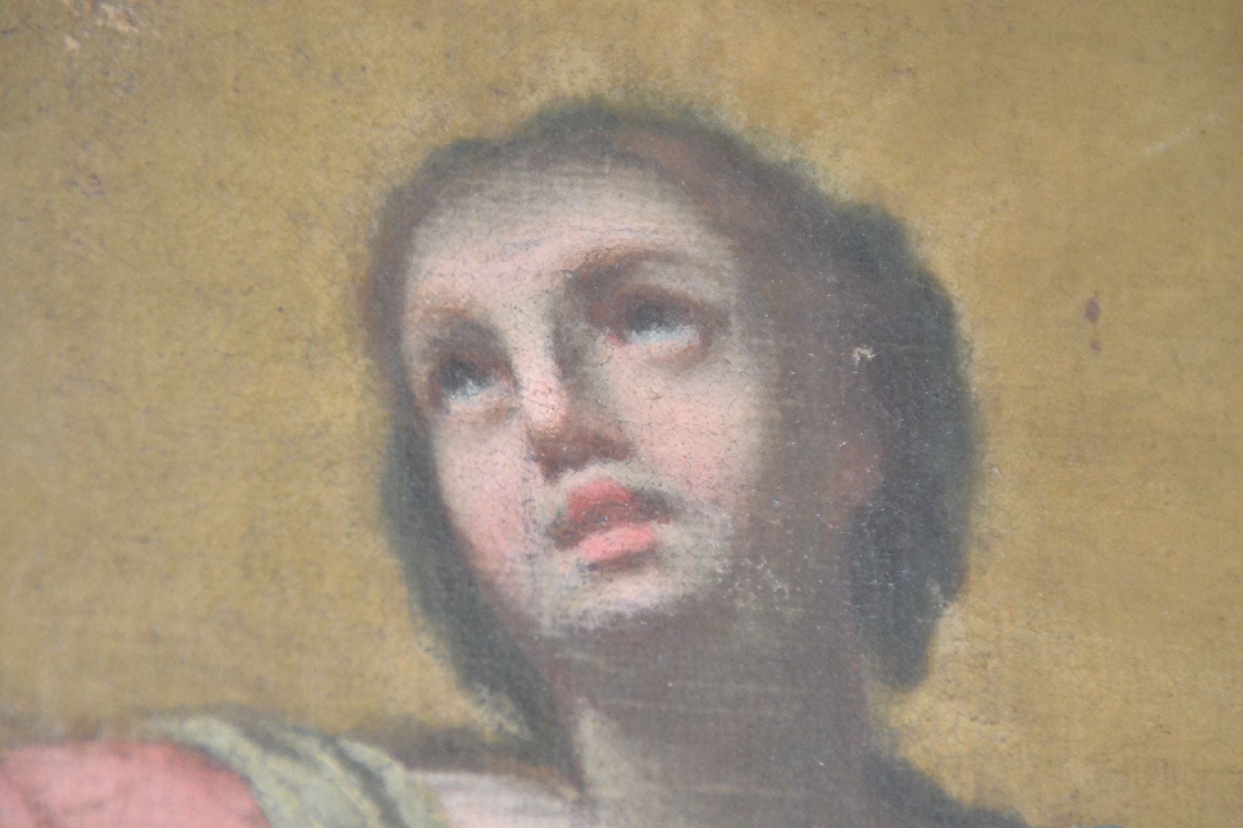 Detail b: Kopie nach Guido Reni (1575-1642), um 1770, Maria Himmelfahrt, Öl/Lwd, doubliert, altersbed. krakeliert, l. besch. u. teilrestauriert, ca. 71x59 cm