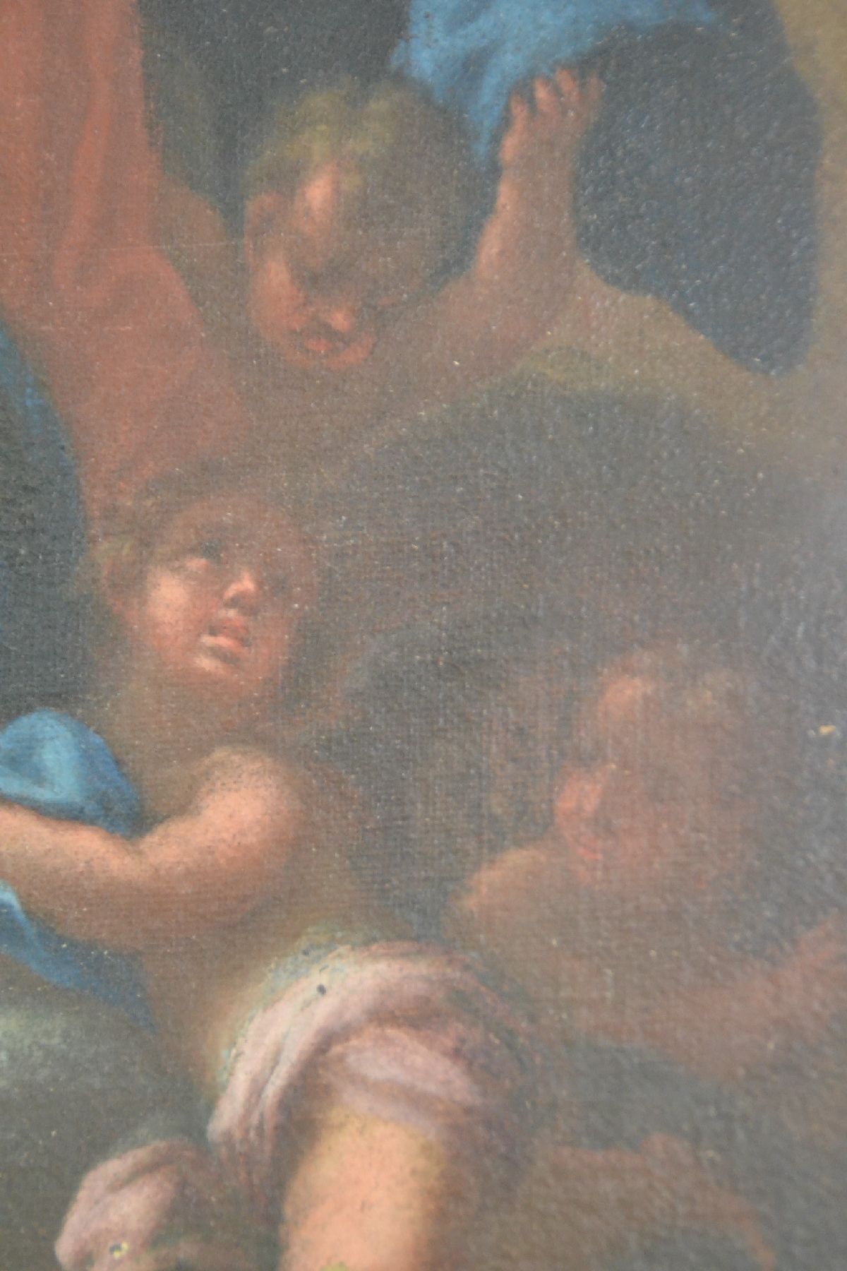 Detail d: Kopie nach Guido Reni (1575-1642), um 1770, Maria Himmelfahrt, Öl/Lwd, doubliert, altersbed. krakeliert, l. besch. u. teilrestauriert, ca. 71x59 cm