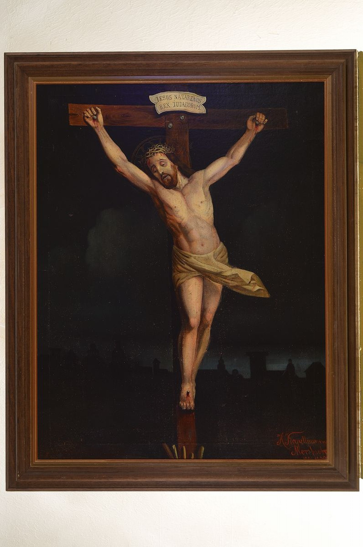 Hermann Kapellmann, deutscher Maler, 19./20. Jh., der gekreuzigte Christus, Öl/Lwd, rechts unten signiert, ca. 73x56cm, R. ca. 81x65cm