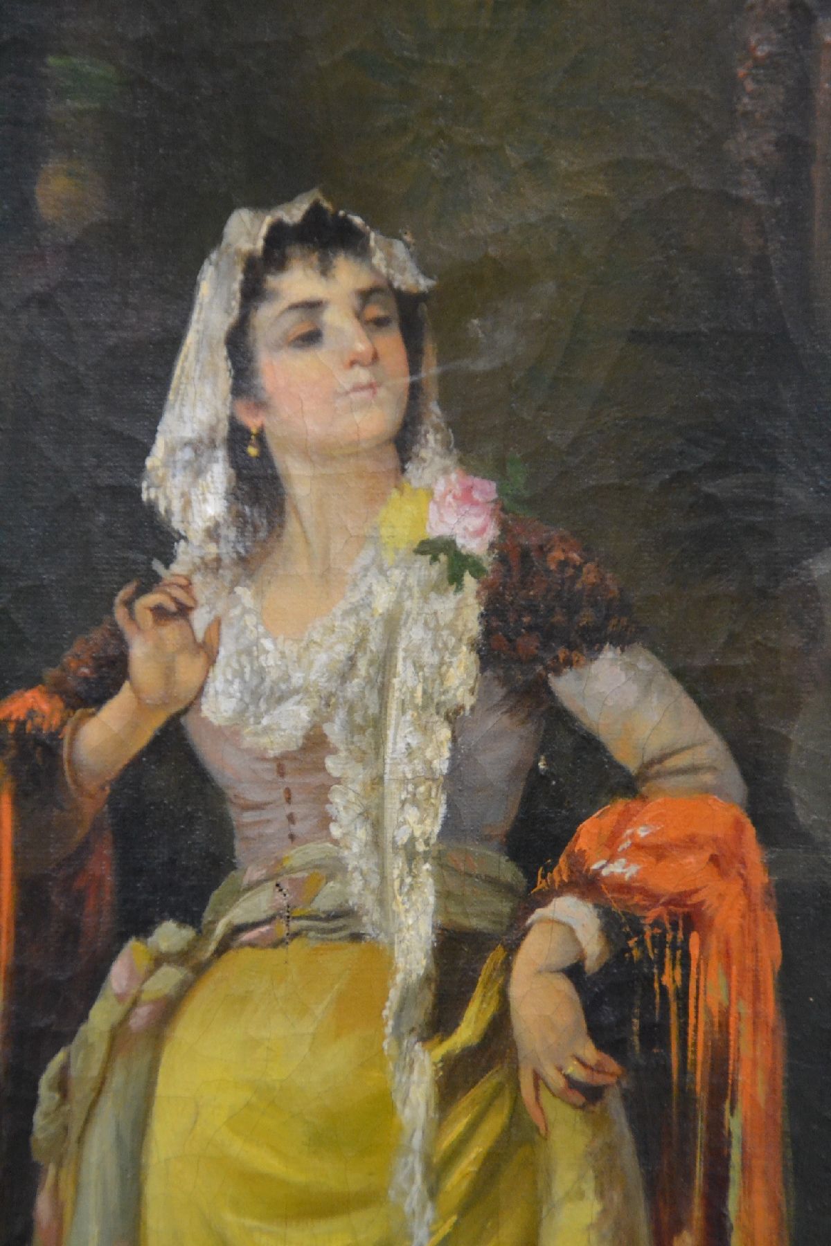 Detail h: P. Duval, frz. Genremaler, um 1900, Öl/Lwd, Paar Porträts, Junge Sinti mit Gitarre als Verweis auf Erzählkunst und Musik als zugeschriebene ...