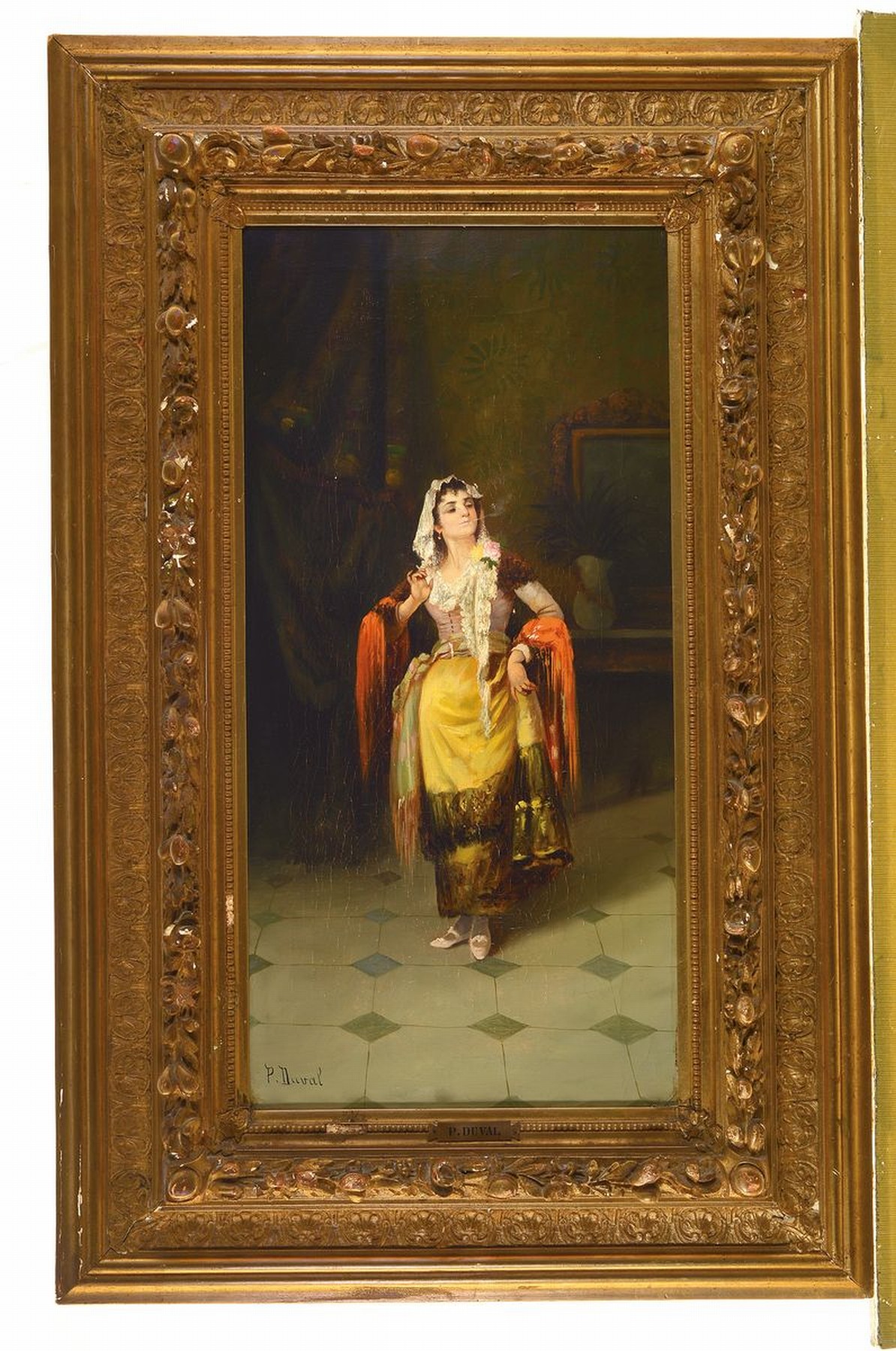 Detail n: P. Duval, frz. Genremaler, um 1900, Öl/Lwd, Paar Porträts, Junge Sinti mit Gitarre als Verweis auf Erzählkunst und Musik als zugeschriebene ...