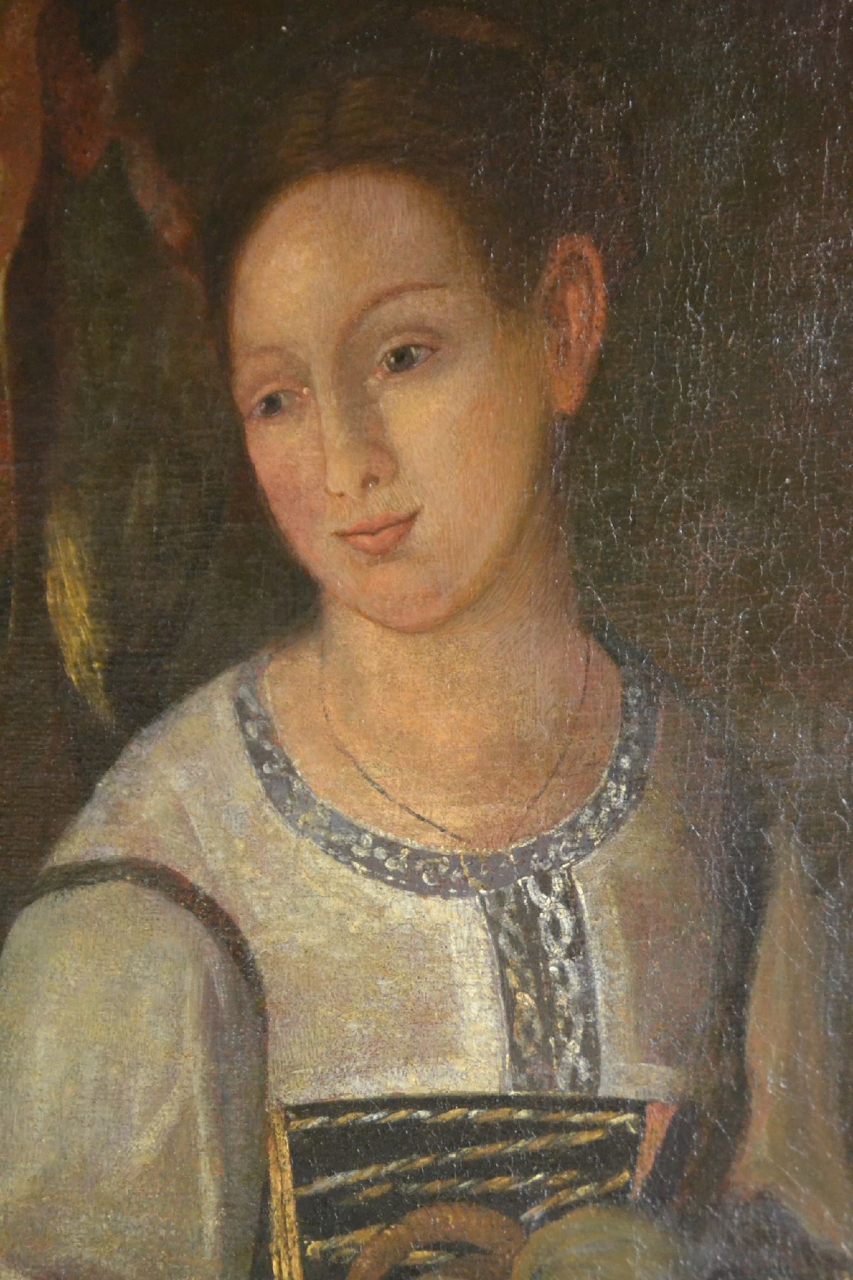 Detail d: Niederländischer Meister, um 1650, junge Magd in der Küche, detailreiche Schilderung der Lebensmittel der Barockzeit, mit Schinken, Geflügel, ...