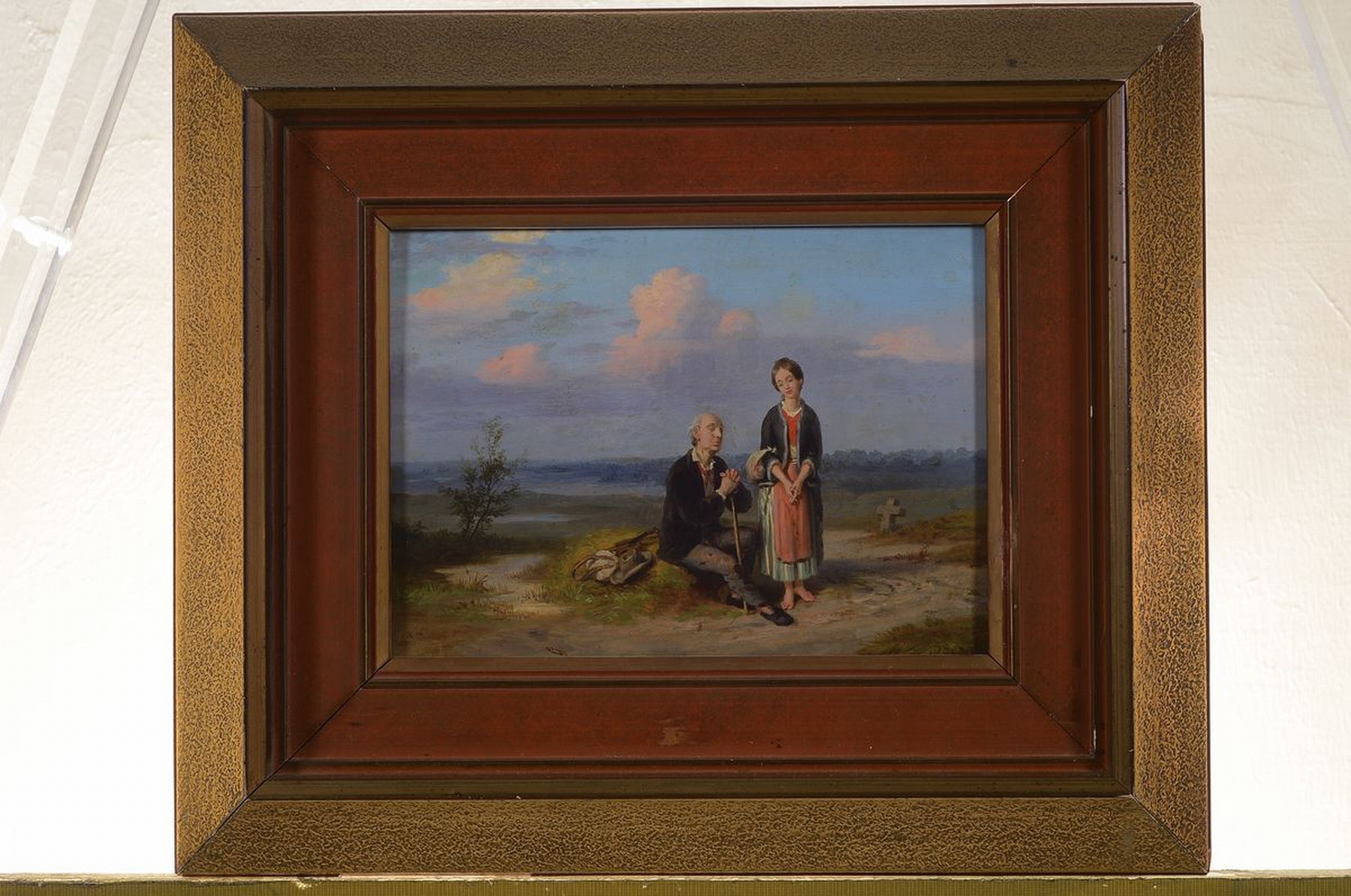 Unbekannter Künstler der 1.H. 19.Jh., Münchner Schule, Figurengruppe in ländlicher Idylle, symbolistische Aufladung, hervorragende Beobachtung der ...