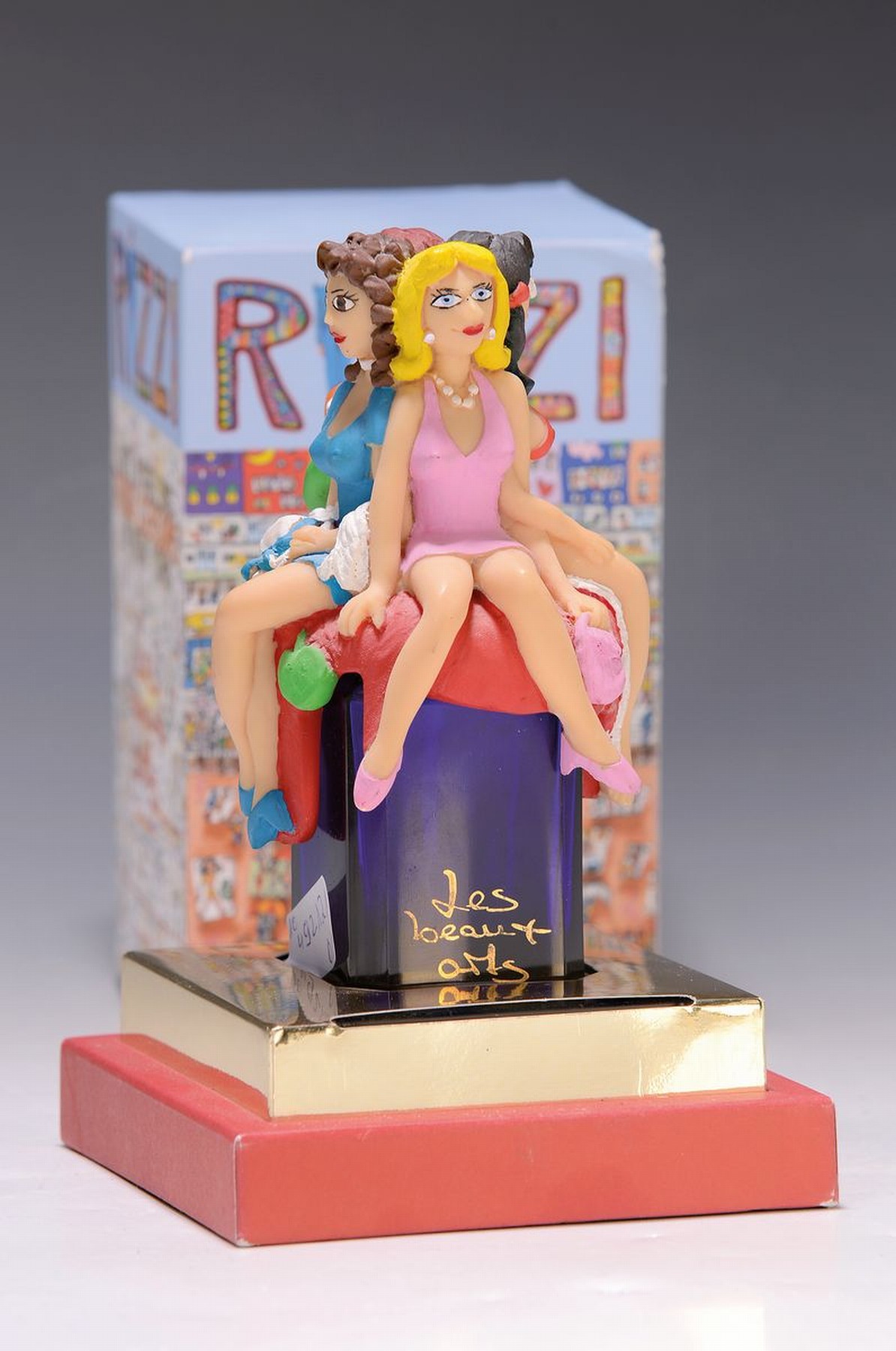 James Rizzi, 1950-2011 New York, Get a feeling four seasons in New York, Skulptur als Deckel eines Parfumflakons, Ed. Les beaux arts, num. 457/7500, ...