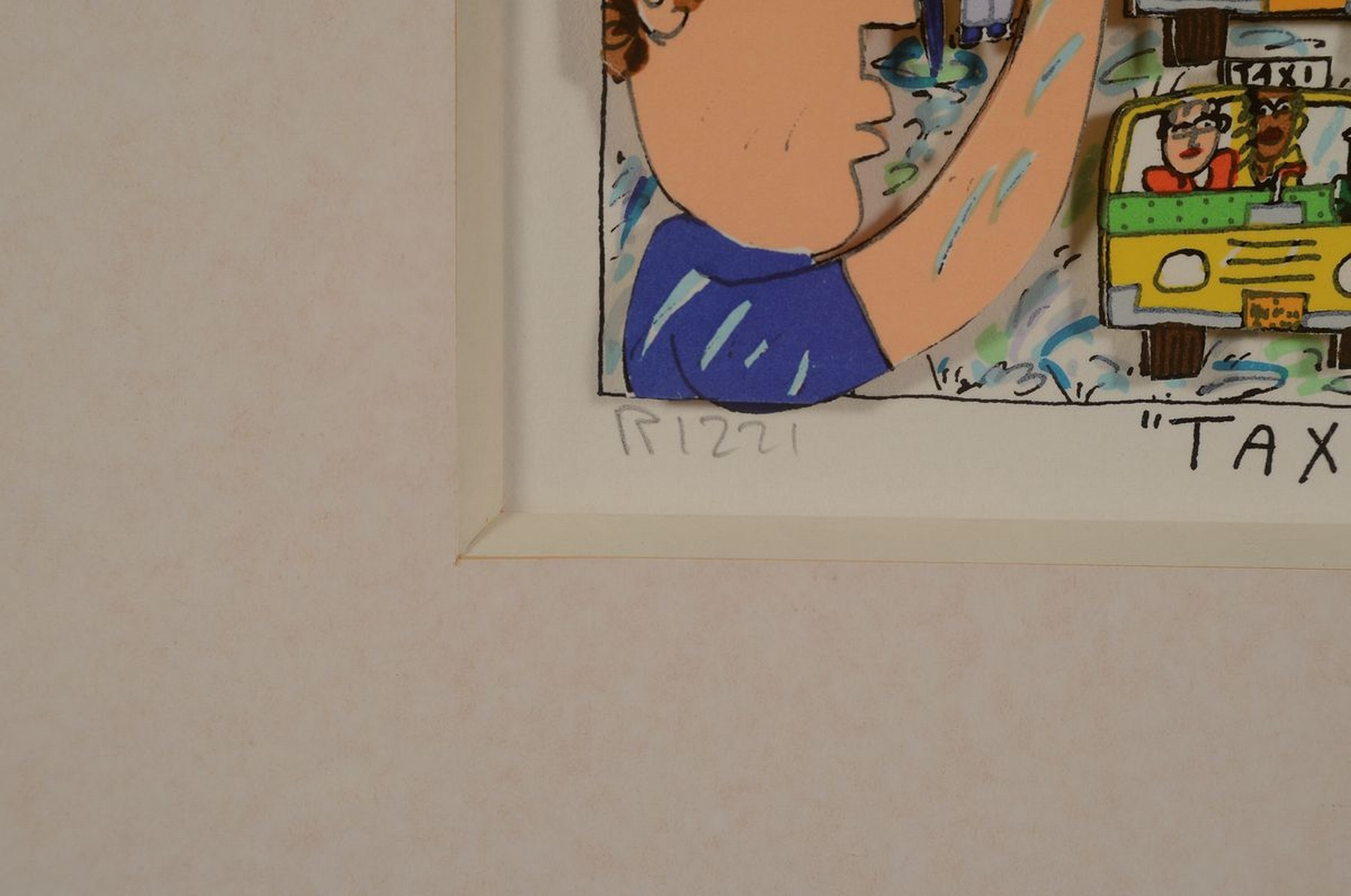 Detail a: James Rizzi, 1950-2011 New York, Taxi in the rain, dreidimensionale Farblithographie von 1993, handsigniert, num. 31/350, ca. 25x18cm, PP, u.Gl., R. ...
