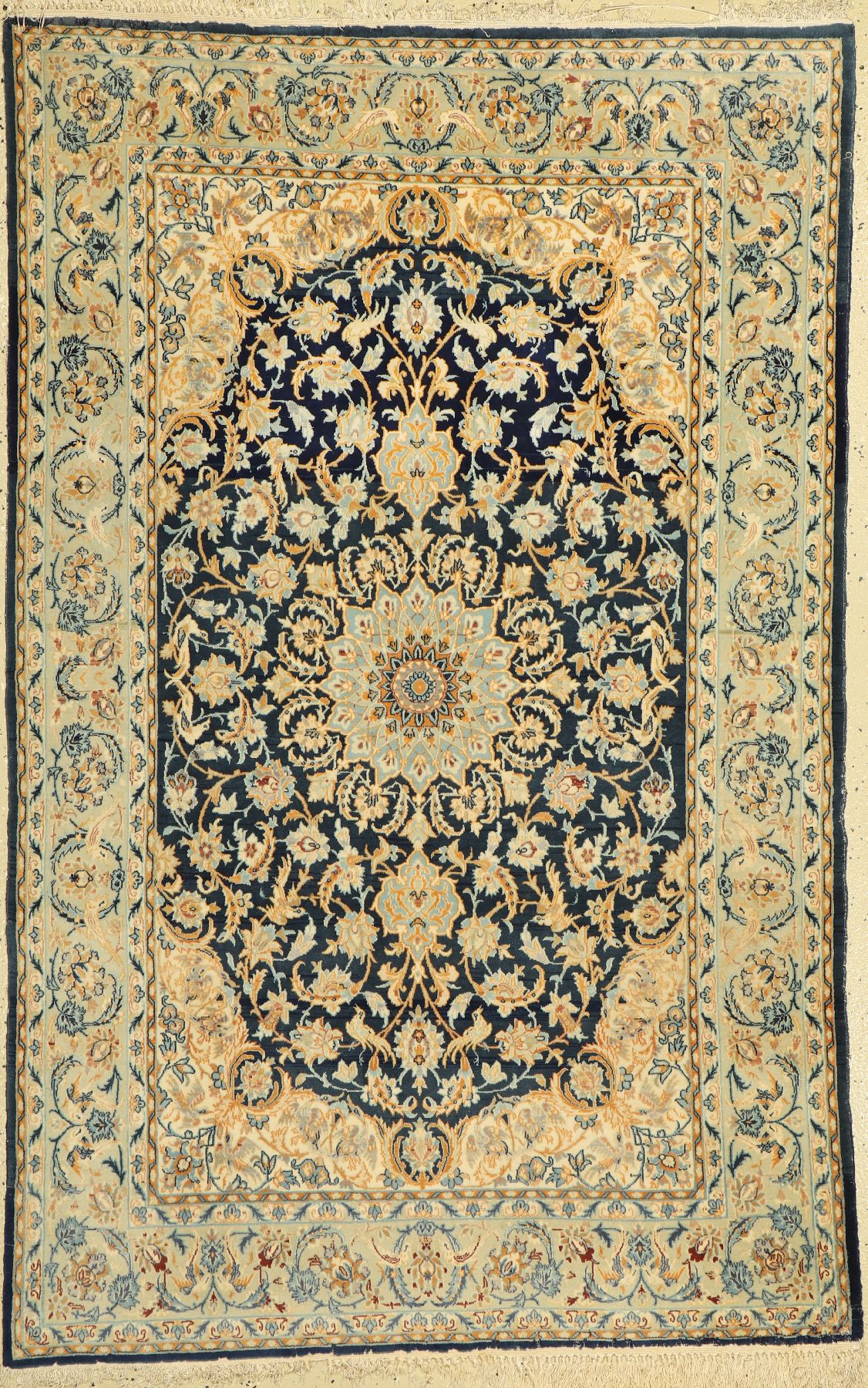 Esfahan fein, Persien, um 1960, Korkwolle auf Seide, ca. 158 x 102 cm, ca. 1,0 Mio. Kn/qm, EHZ: 5