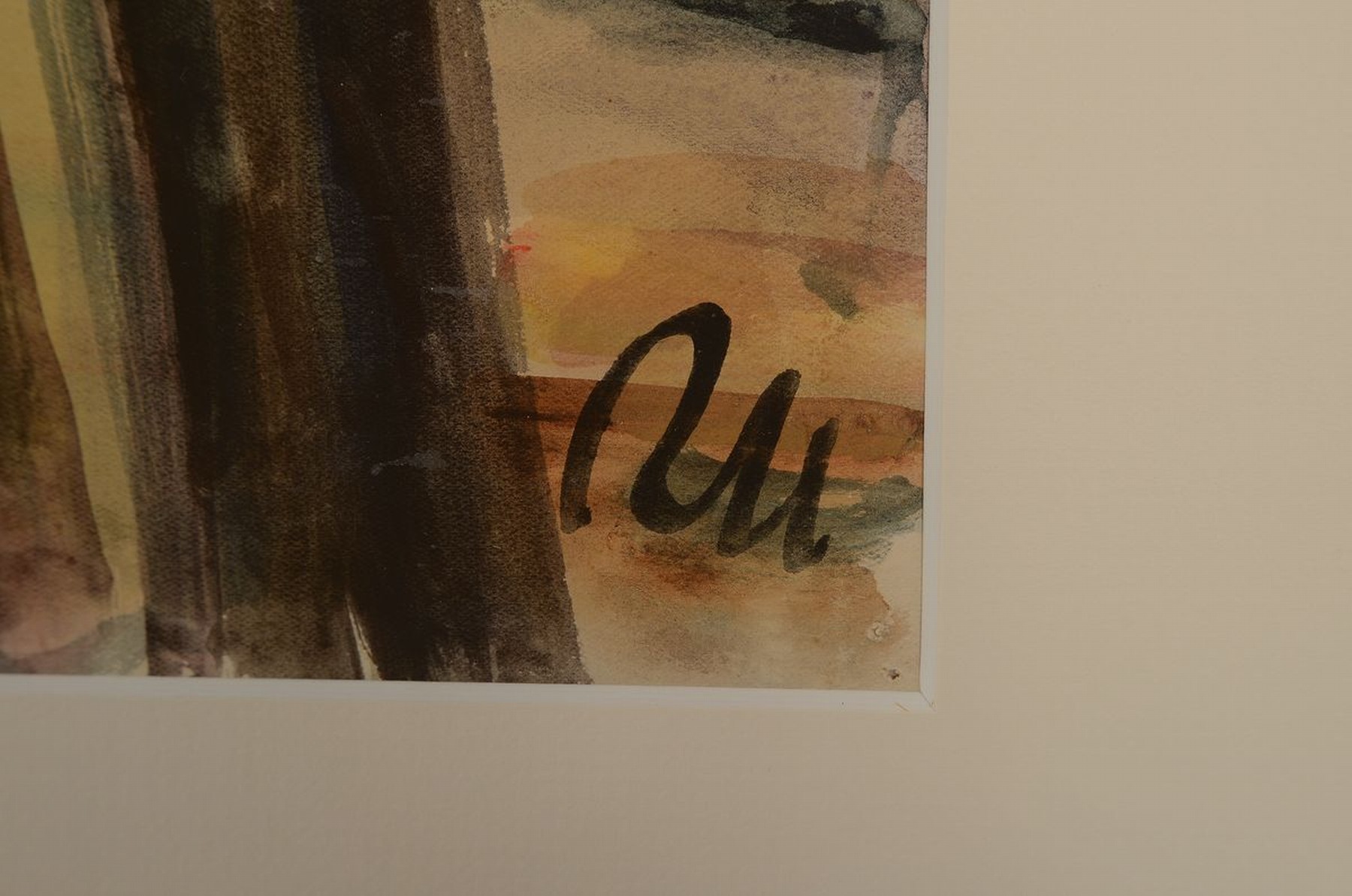 Detail a: Rolf Müller-Landau, 1903-1956, Spaziergänger auf Baum bestandenem Weg, Aquarell und Gouache auf Papier, rechts unten monogr., ca. 50x70cm, PP, ...