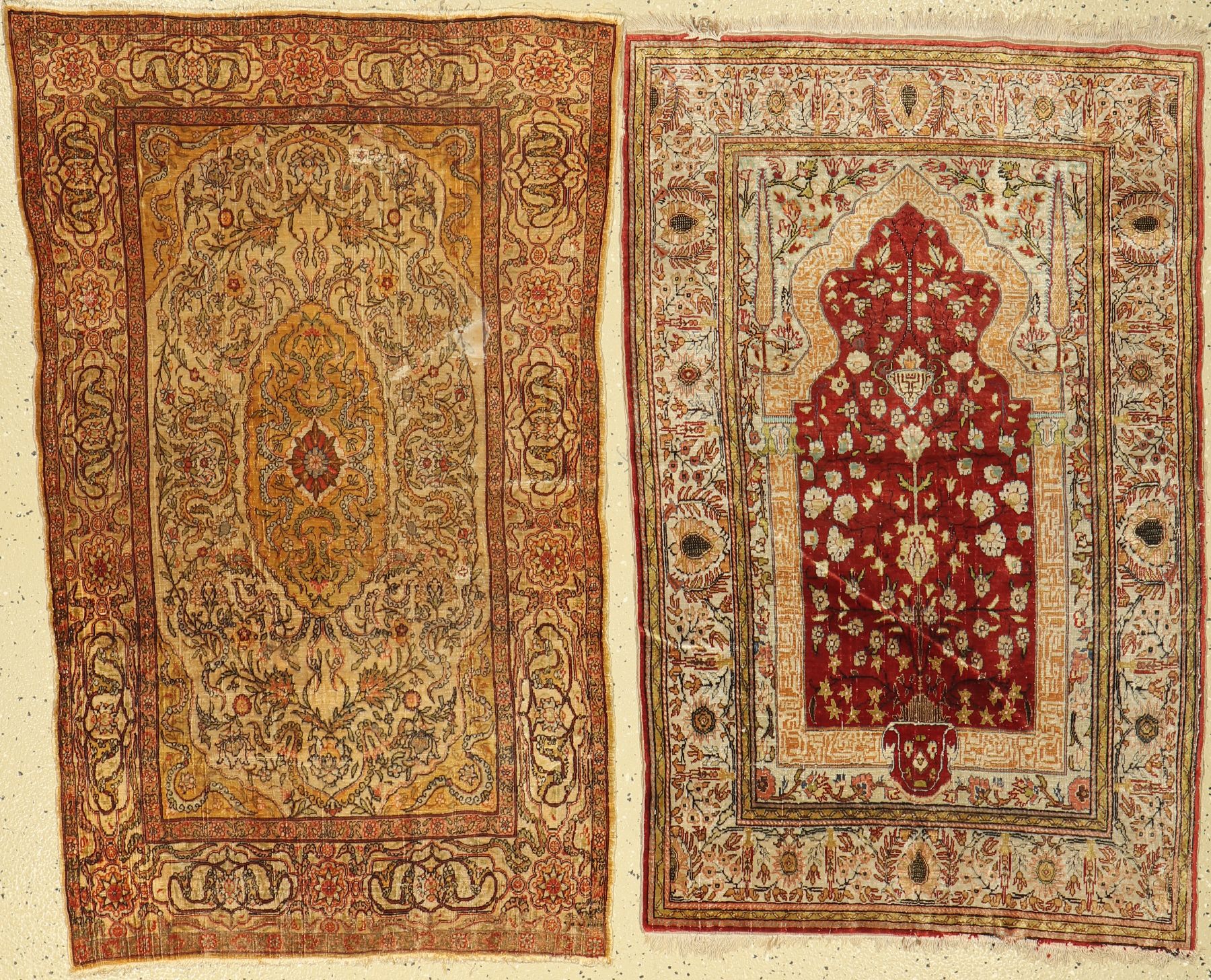 1 Paar Seiden Kayseri, Türkei, um 1930, reine Naturseide, ca. 114 x 70 cm, EHZ: 4