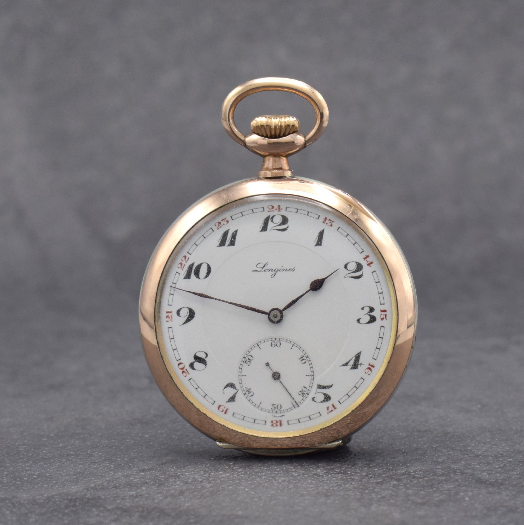 Detail a: 2 Taschenuhren: 1.) Damensavonette in RG 585/000 & 2.) LONGINES Taschenuhr in Silber, Schweiz um 1900, 1.) 2-Deckel Goldgeh. dell., Emailzifferbl. m. ...
