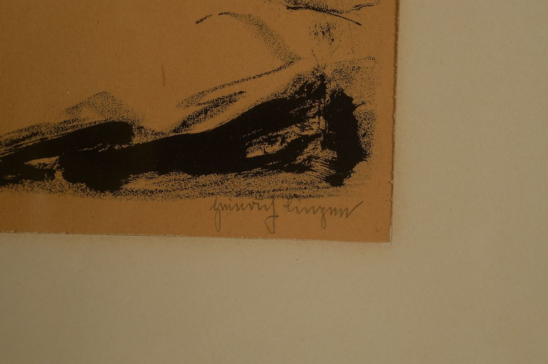 Detail c: Heinrich Linzen, 1886 Aachen-1942, war ansässig in Weimar, die Sorge, Lithographie, rechts unten handsigniert, auf dem PP bez.: Probedruck auf Faust ...
