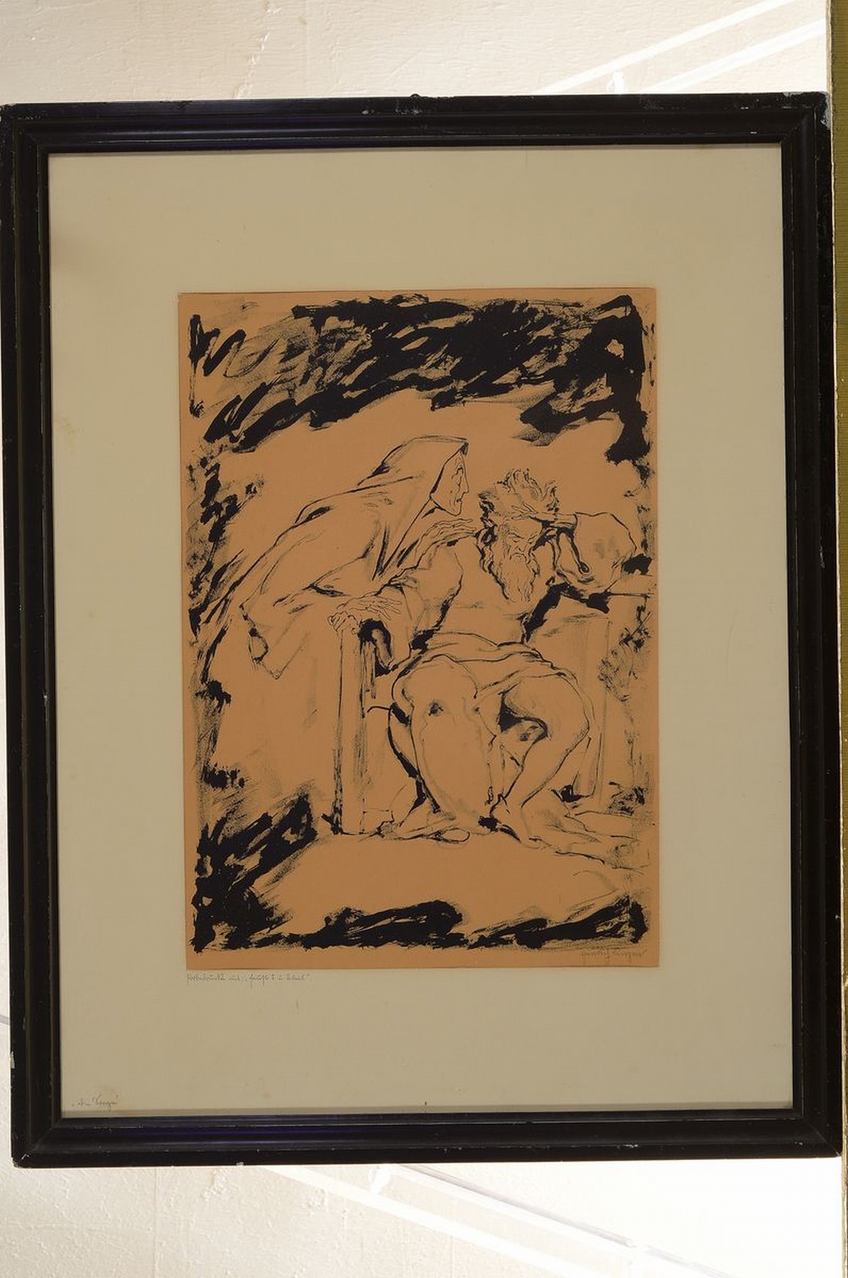 Detail k: Heinrich Linzen, 1886 Aachen-1942, war ansässig in Weimar, die Sorge, Lithographie, rechts unten handsigniert, auf dem PP bez.: Probedruck auf Faust ...