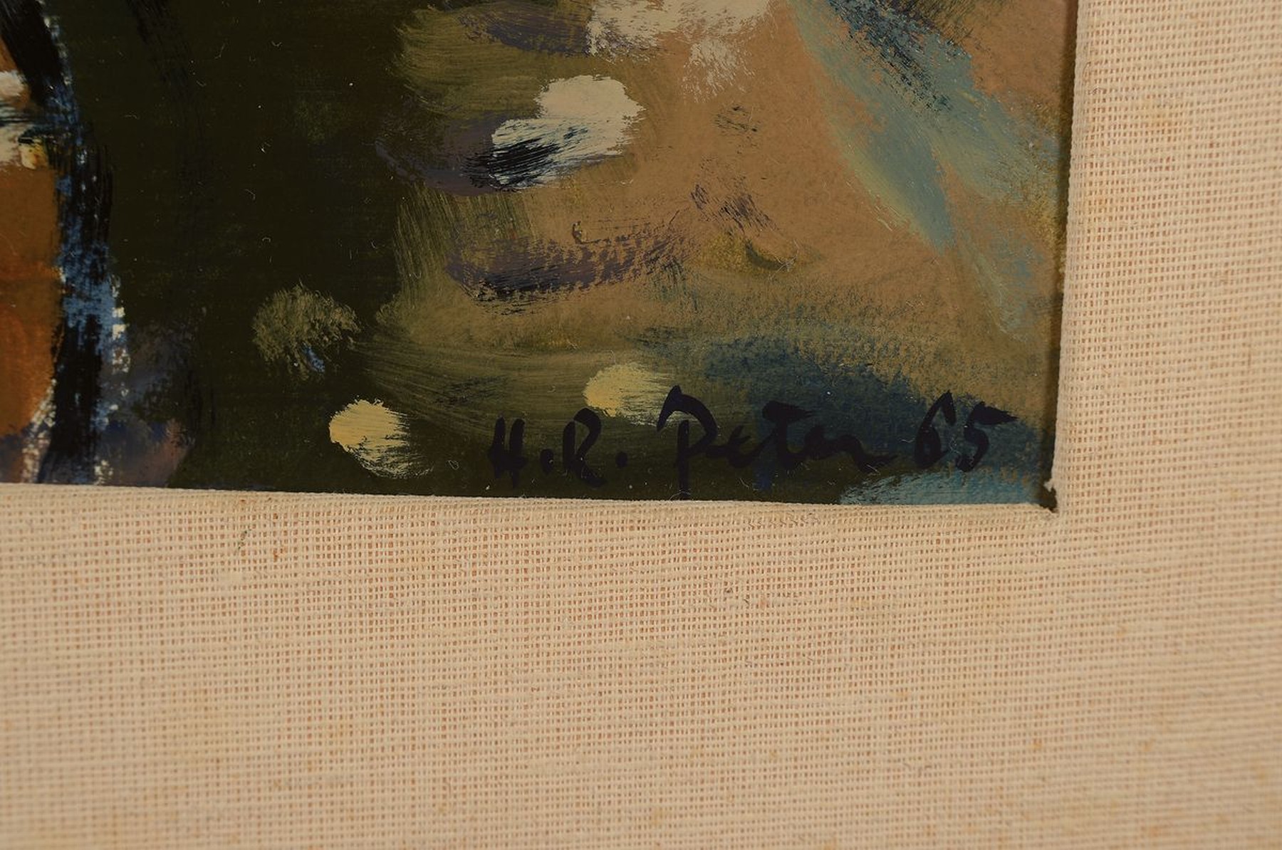 Detail a: Hans Rolf Peter, 1926-2020, Bachgängel Neustadt an der Weinstraße, im Hintergrund das Hambacher Schloß, Öl/Malkarton, rechts unten signiert und ...