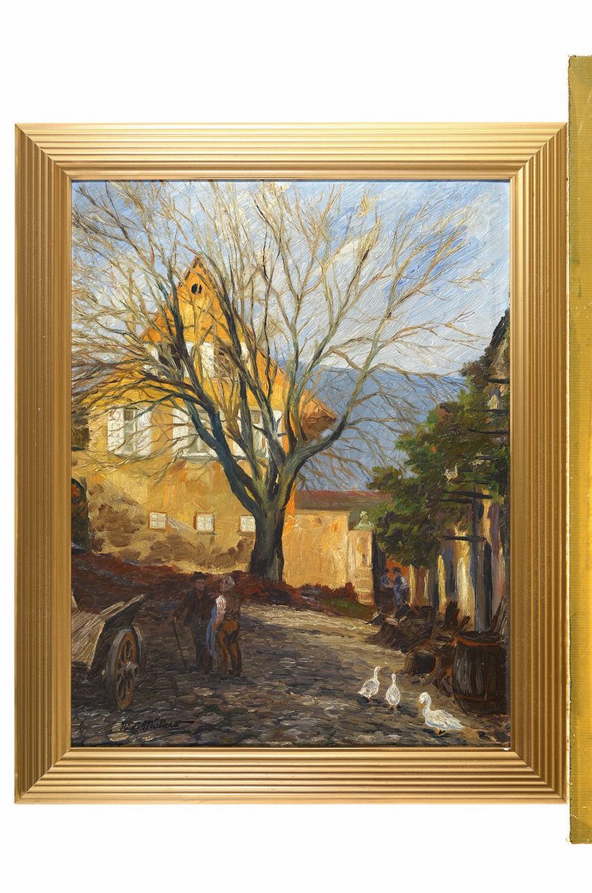 Detail k: Rudi Müllers, 1895 Mannheim-1972 Heidelberg, Blick auf das Weingut Schäffer in Hambach, bekannt aus der Fernsehsendung Weingut Wader, ...