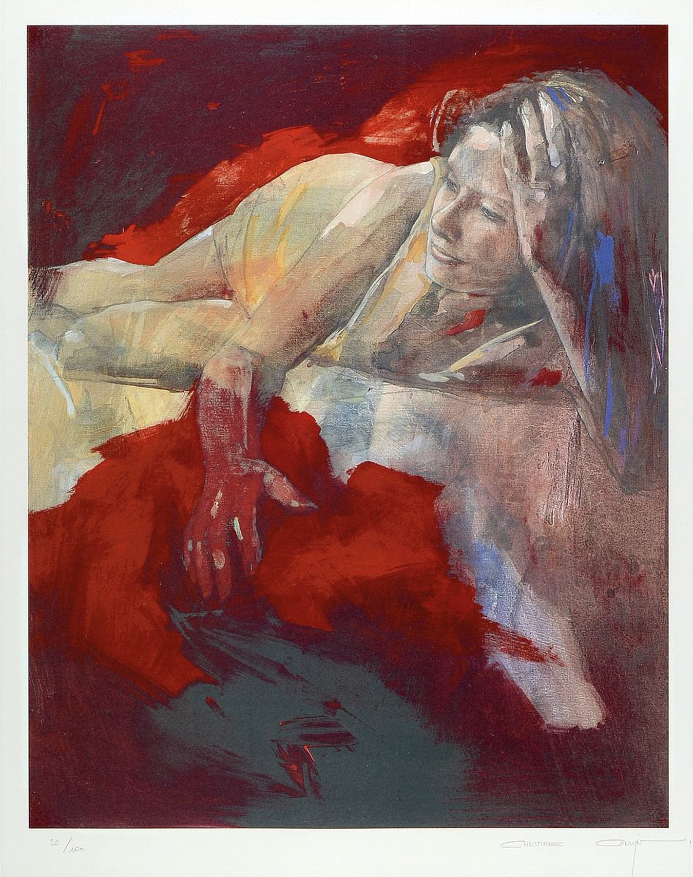 Detail a: Christine Comyn, geb. 1957, 2 Farblithos handsigniert und num. 17/100 bzw. 20/100, je ca. 56x44cm, PP, u.Gl., ähnlich gerahmt ca. 99x84cm