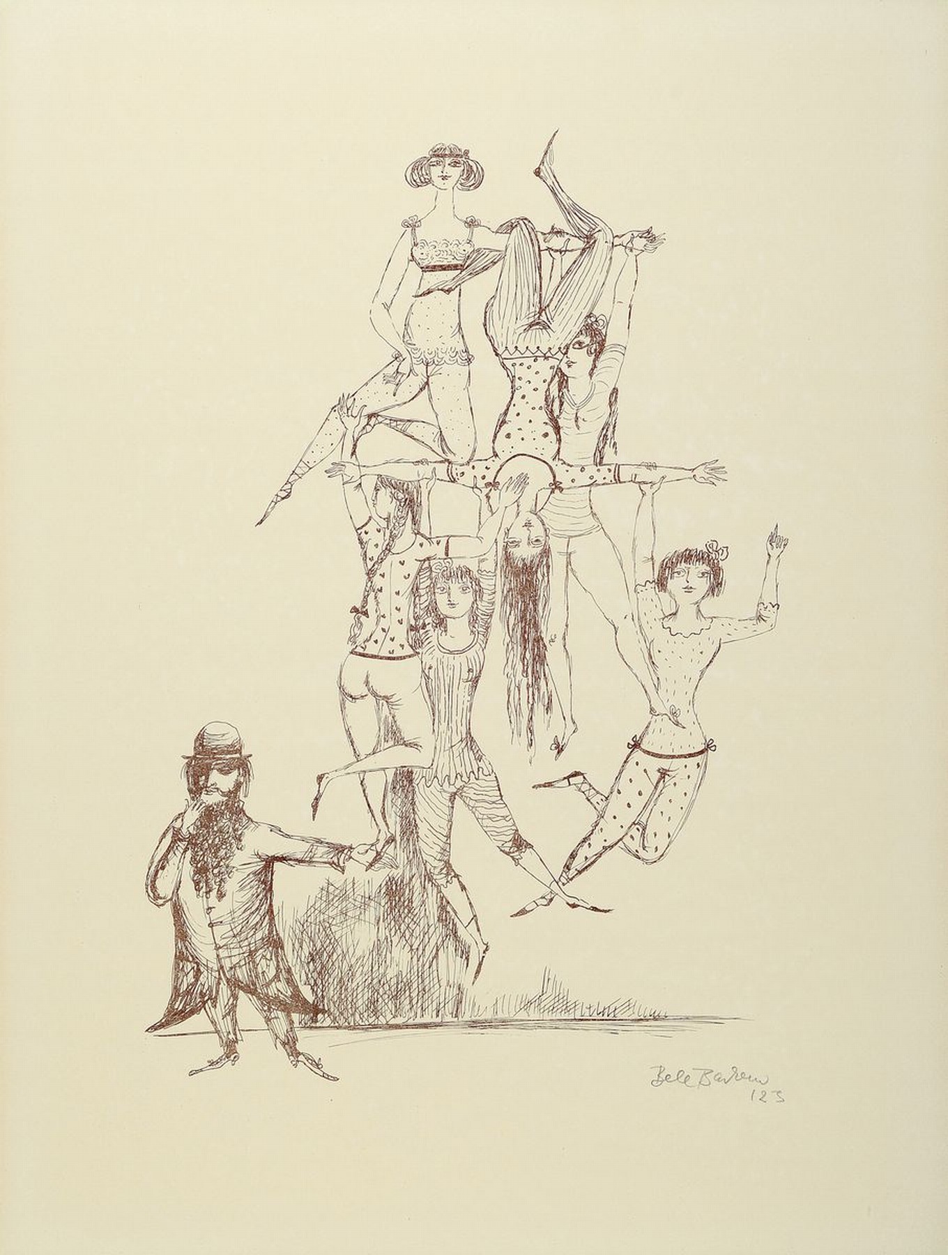 Bele Bachem, 1916 Düsseldorf-2005 München, Lithographie, Schwebeübung, Ed. 123, rechts unten signiert, unter Glas gerahmt, 66x50 cm