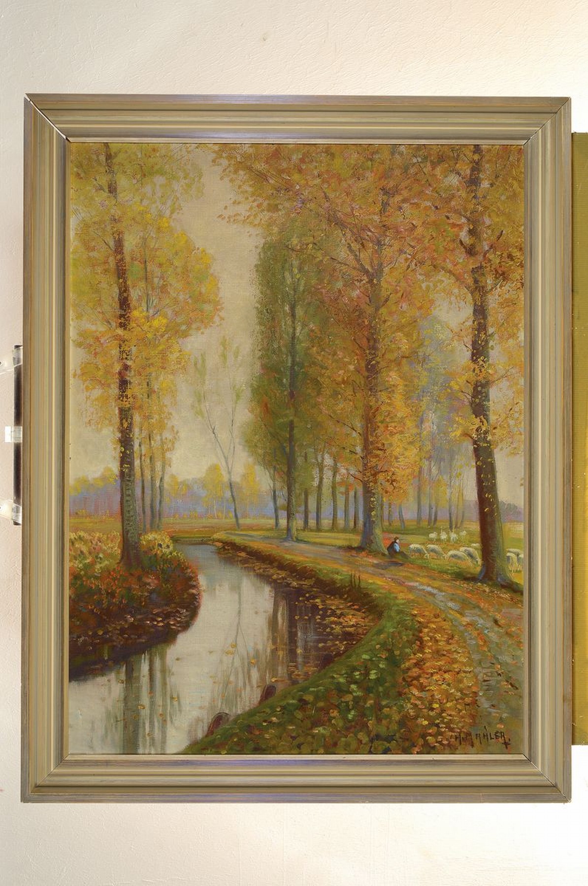 Herman Mahler, um 1900, Bachlandschaft, Öl/Lwd, signiert, l. Gebr.- und Altersschäden, ca. 80 x 60 cm, rest.