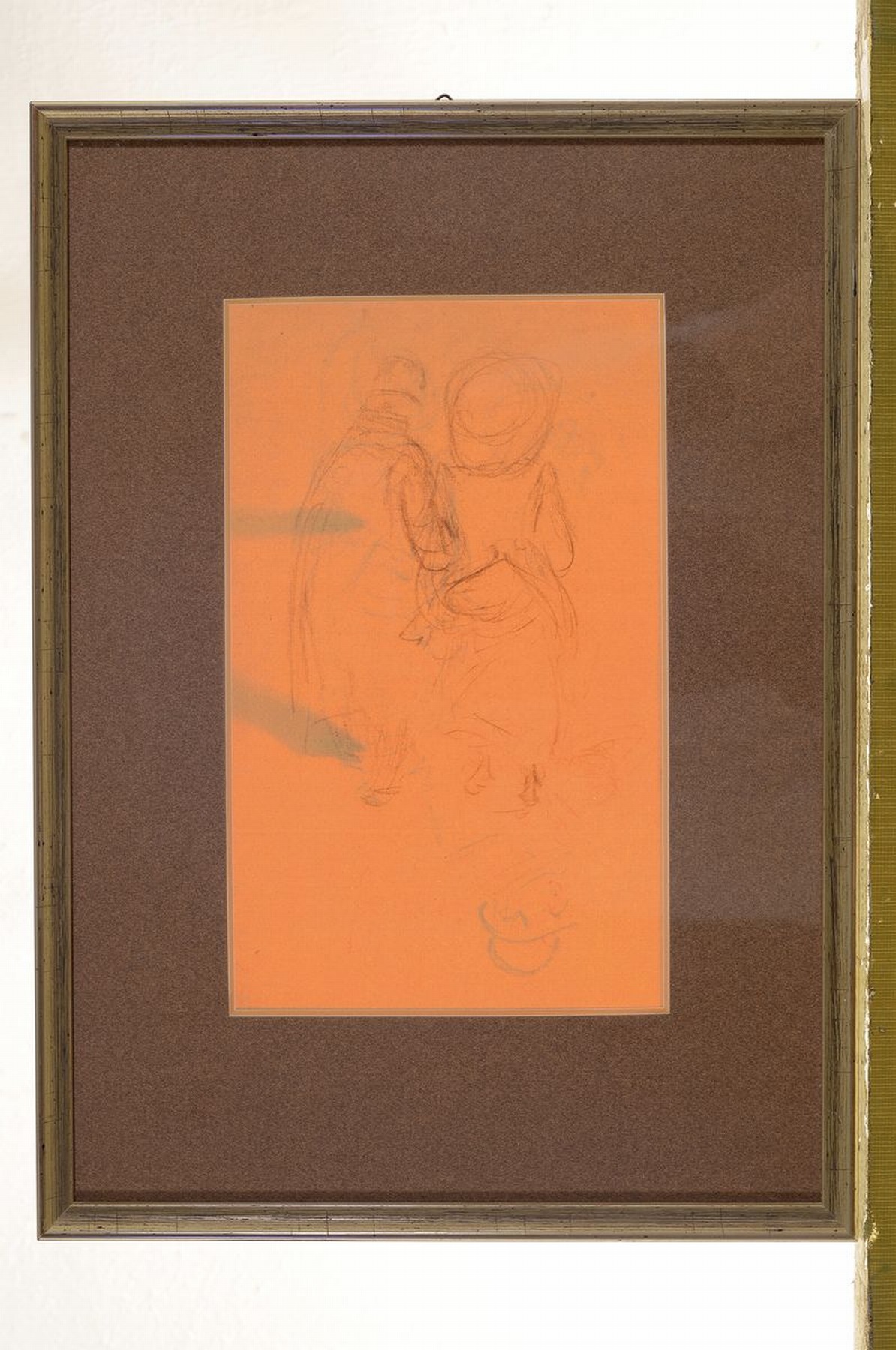 Detail k: Zuschreibung: Heinrich Zille, 1858-1929, beidseitiges bearbeitetes Skizzenblatt, recto: Rückansicht eines flanierenden Pärchens, verso: Skizzen ...