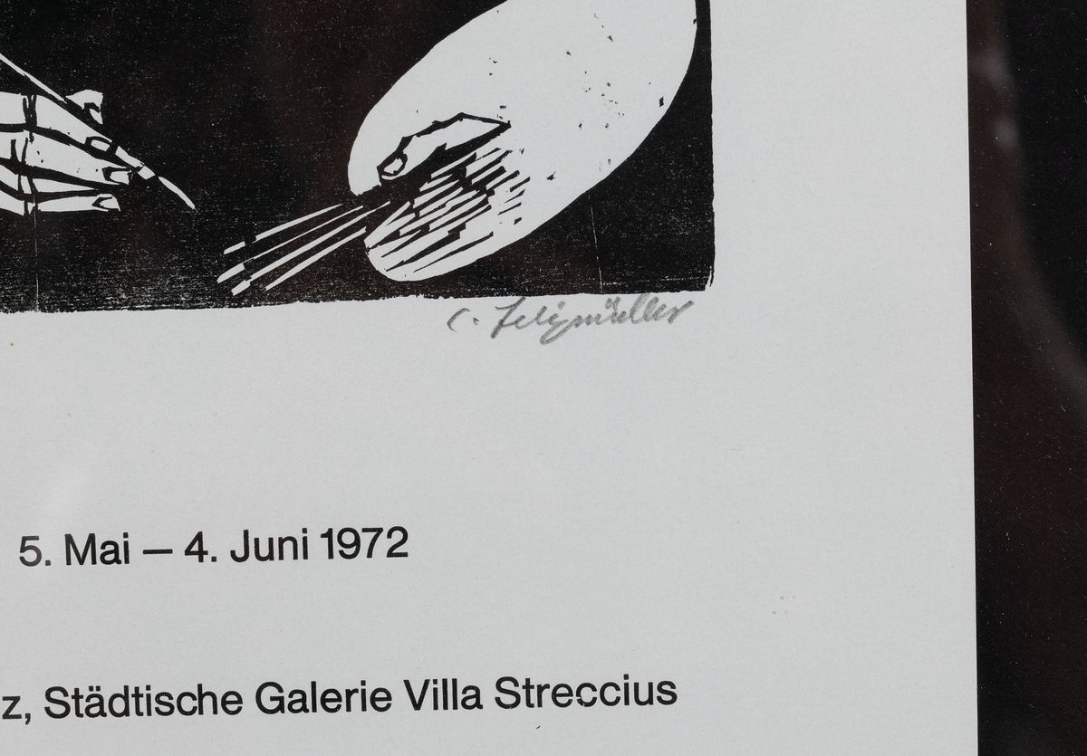 Detail a: Conrad Felixmüller, 1897 Dresden-1977 Berlin , Ausstellungsbroschüre der Städtischen Galerie Villa Streccius, Landau 1972, Zum 75. Geburtstag des ...
