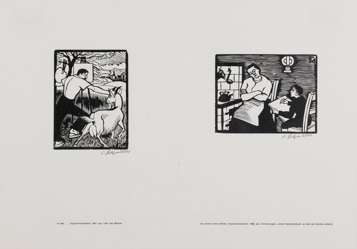 Detail b: Conrad Felixmüller, 1897 Dresden-1977 Berlin , Ausstellungsbroschüre der Städtischen Galerie Villa Streccius, Landau 1972, Zum 75. Geburtstag des ...