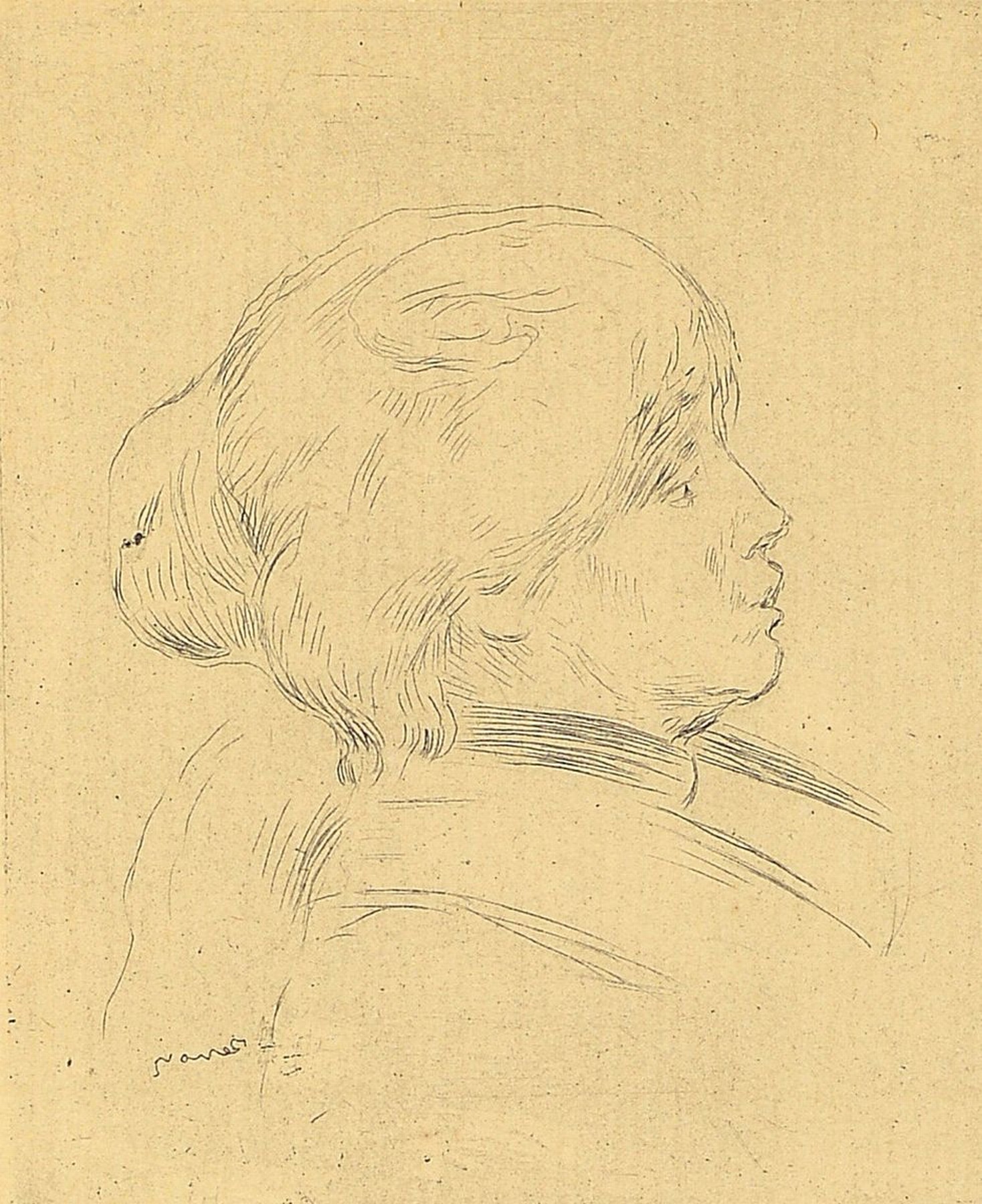 Zwei Radierungen, Pierre Auguste Renoir (1841 -1919), Edouard Manet (1832-1883), Renoir: Darstellung der franz. Impressionistin Berthe Morisot ...