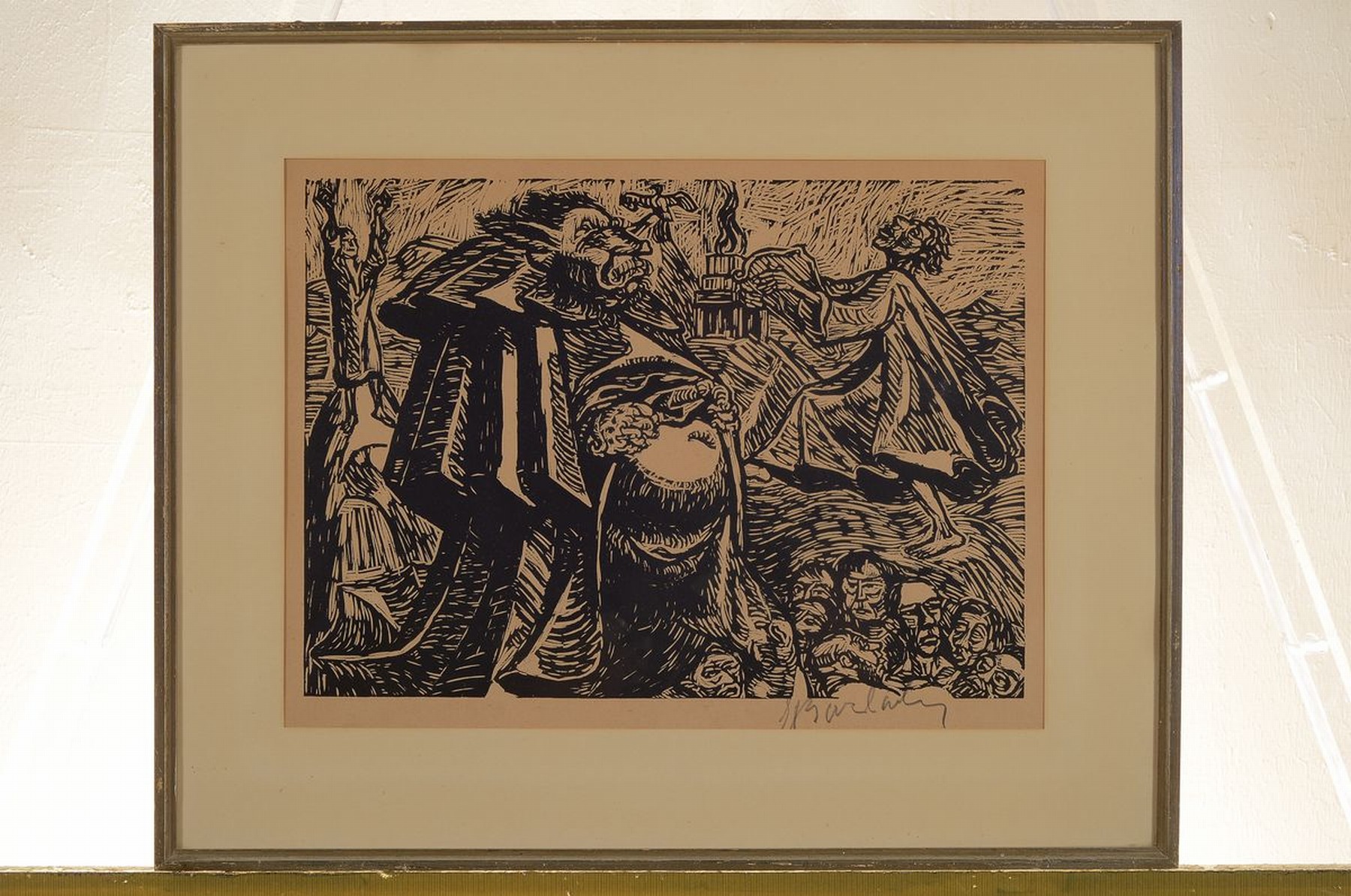 Detail k: Ernst Barlach, 1870 Wedel-1938 Rostock, Holzschnitt: Gott Bauch (Blatt 5) aus der Folge die Wandlung Gottes, sieben Holzschnitte (1922), rechts unten ...