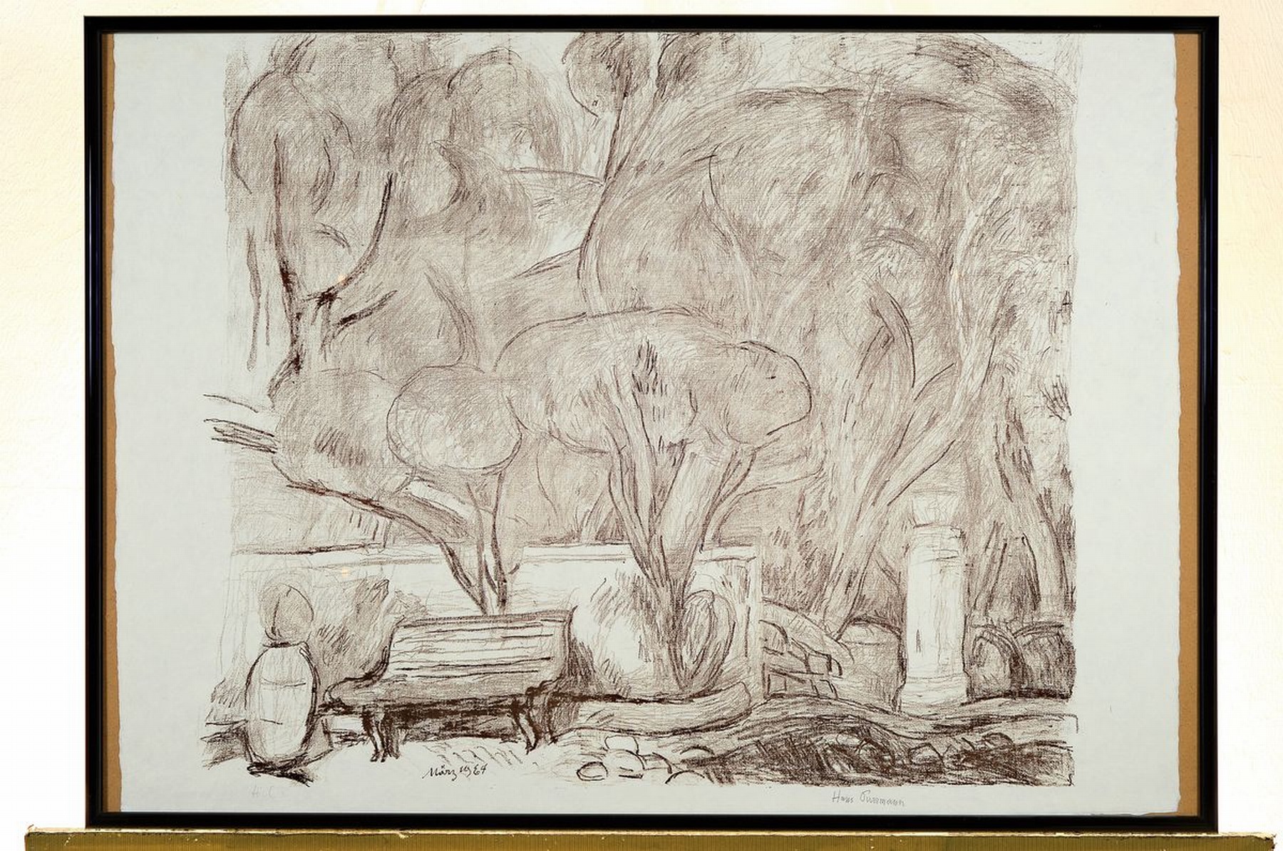 Detail k: Hans Purrmann, 1880 Speyer-1966 Basel, Lithographie, "Garten in Levanto" März 1964, rechts unten signiert, links unten bez. HC (Hors de ...
