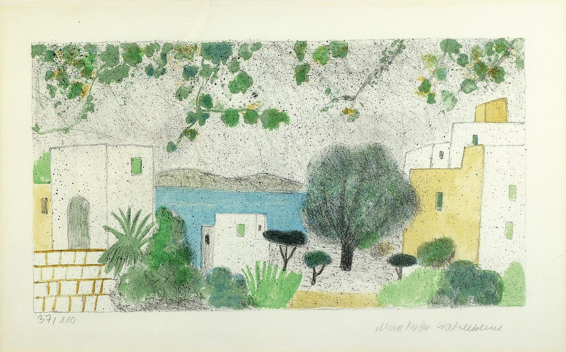 Max Pfeiffer-Watenphul, 1896 Weferlingen-1976 Rom, Farblithographie, mediterrane Stadtlandschaft (Italien), Ed. 37/100, rechts unten signiert, unter ...
