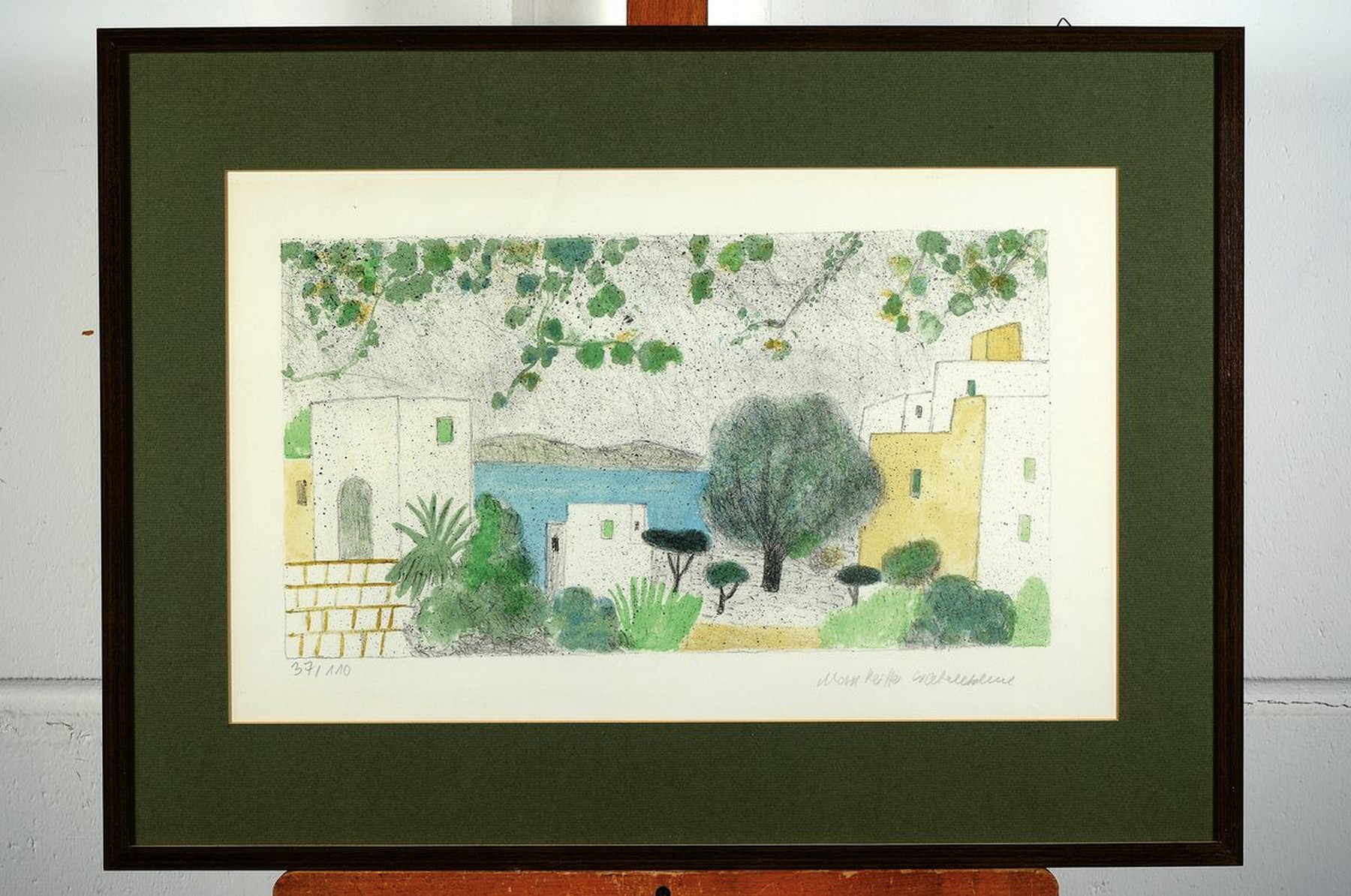 Detail k: Max Pfeiffer-Watenphul, 1896 Weferlingen-1976 Rom, Farblithographie, mediterrane Stadtlandschaft (Italien), Ed. 37/100, rechts unten signiert, unter ...