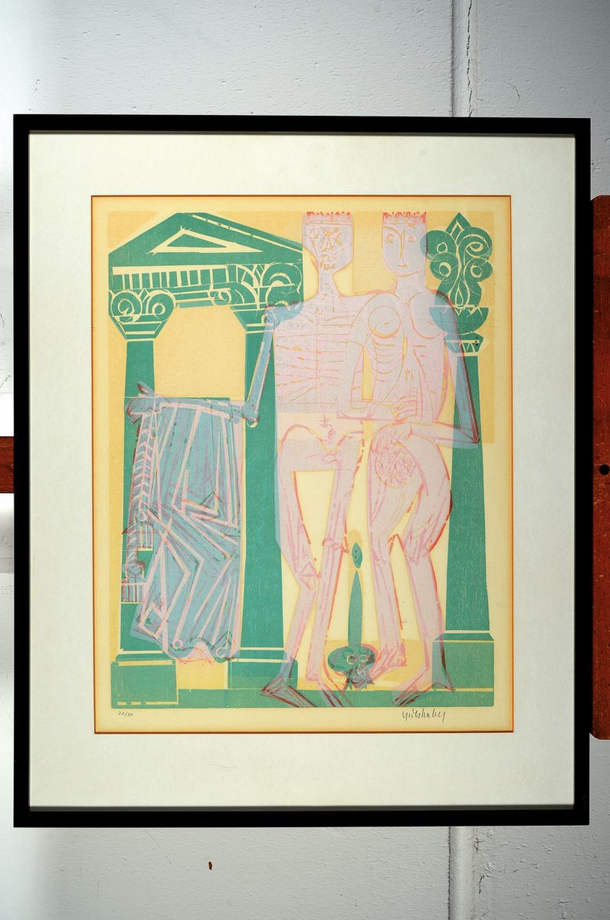 Detail k: HAP Grieshaber, 1909 Rot a.d. Rot-1981 Eningenunter Achalm, Zwei Farbholzschnitte, "Der Tod und der Herzog" (1966), rote ...