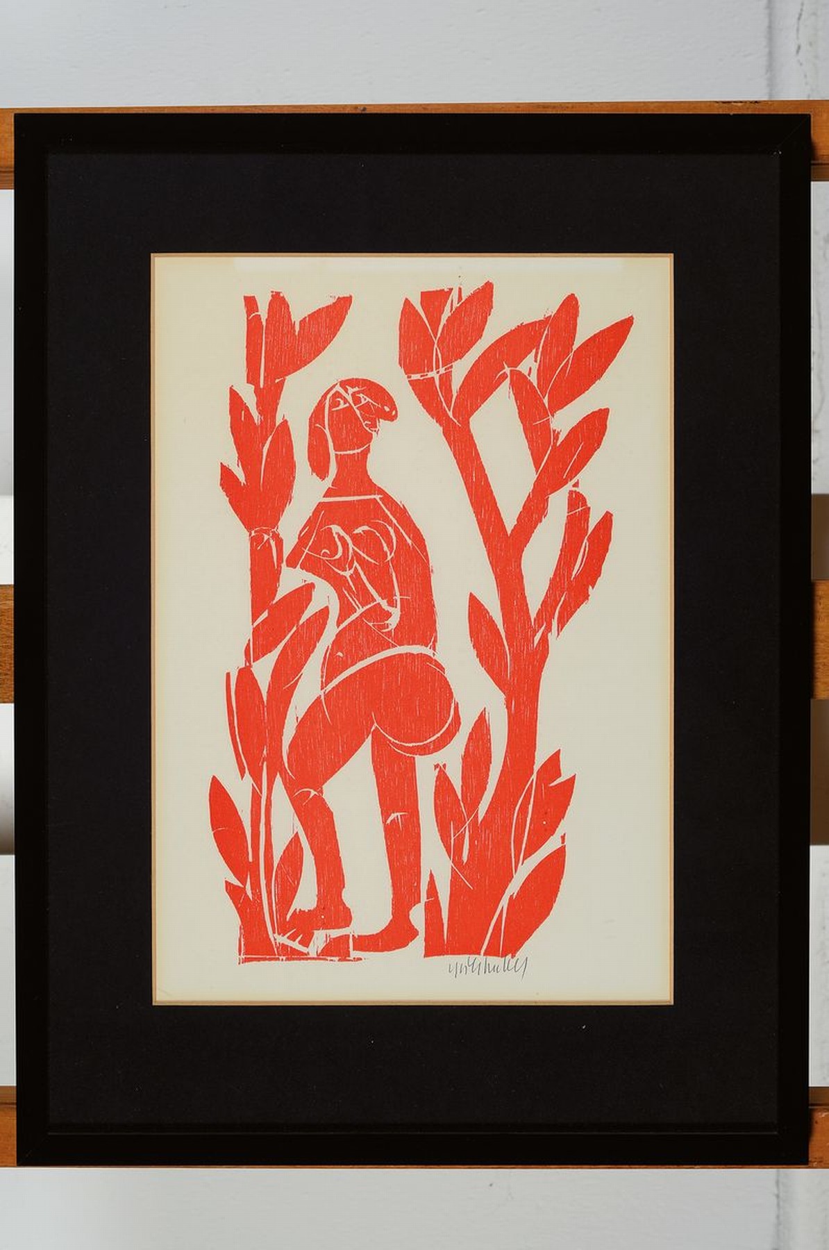 Detail n: HAP Grieshaber, 1909 Rot a.d. Rot-1981 Eningenunter Achalm, Zwei Farbholzschnitte, "Der Tod und der Herzog" (1966), rote ...