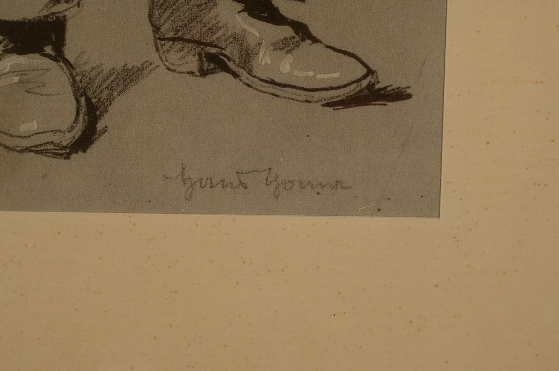 Detail a: Hans Thoma, 1839 Bernau - 1924 Karlsruhe, Zeichnung weiß gehöht, Klarinettenspieler, auf grauem Papier, re. u. handsigniert, ca. 32.5 x 17 cm, ...