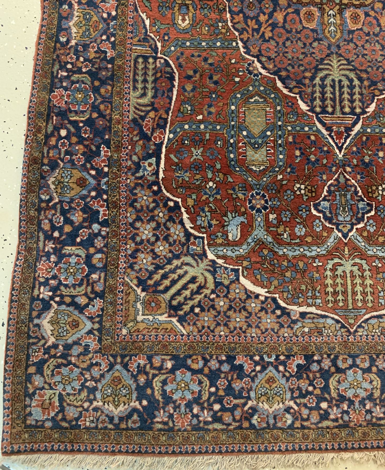 Detail b: Seltener feiner Keschan Ateschoglou antik, Zentralpersien, Spitzenexemplar aus der Meisterwerkstatt Ateschoglou, hochwertige Korkwolle geknüpft auf ...