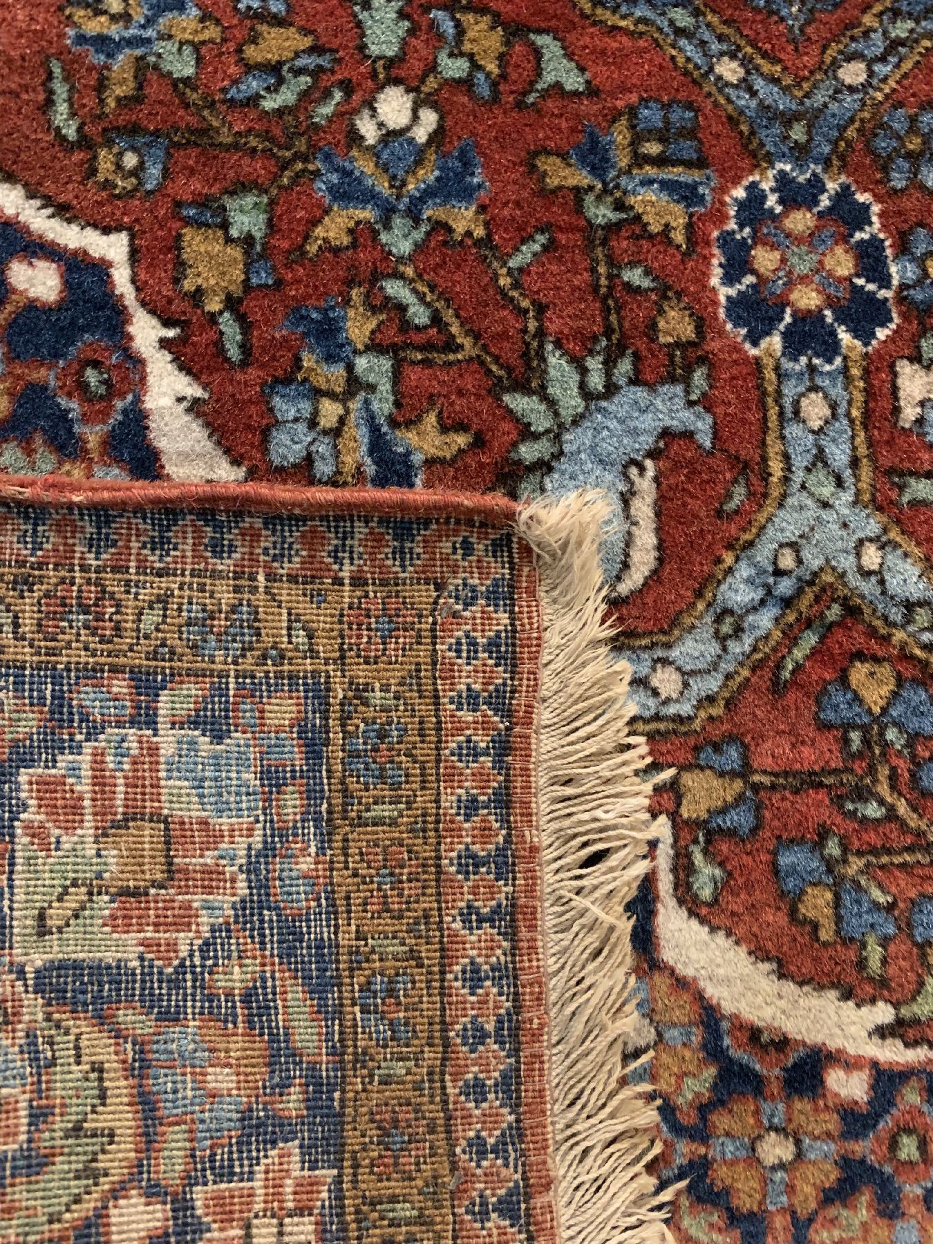 Detail d: Seltener feiner Keschan Ateschoglou antik, Zentralpersien, Spitzenexemplar aus der Meisterwerkstatt Ateschoglou, hochwertige Korkwolle geknüpft auf ...