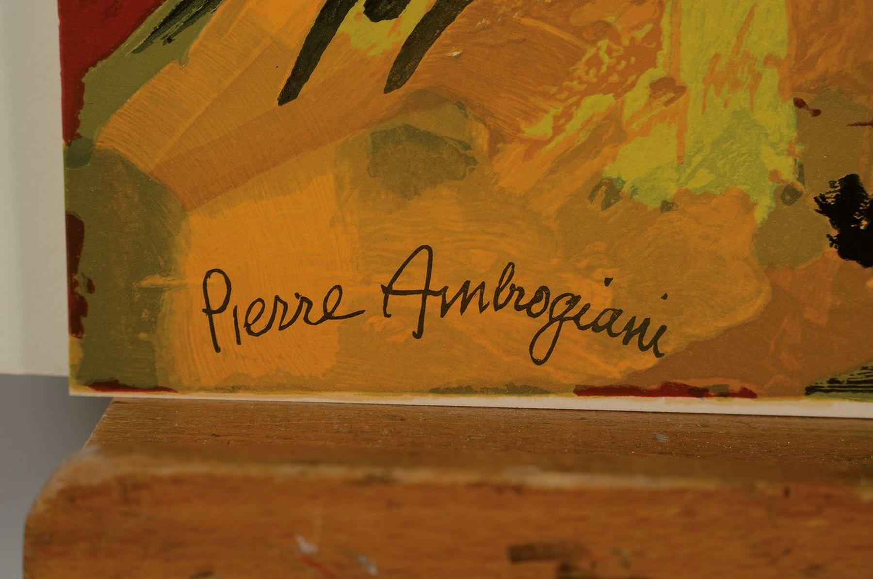Detail a: Pierre Ambrogiani, 1907-1985, "Les Faucheurs , Farbholzstich, links unten sign., Drucker/Verlag: Raymond Jacquet, Paris, ca. 34x51 cm