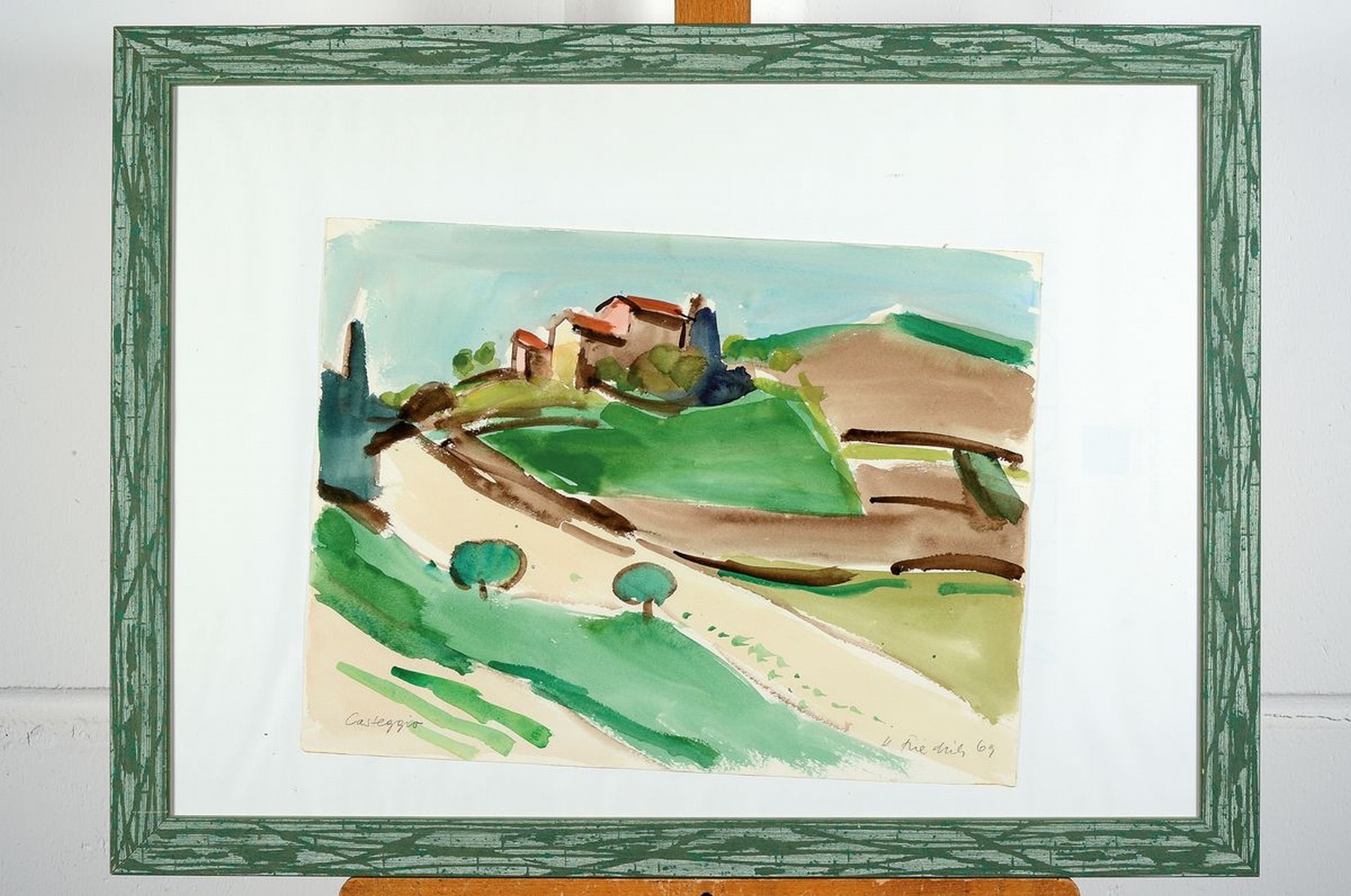 Detail k: Heinz Friedrich, 1924-2018 Schwetzingen, Darstellung Casteggio, Aquarell, rechts unten signiert und datiert (19)69, links unten Ortsbezeichnet ...