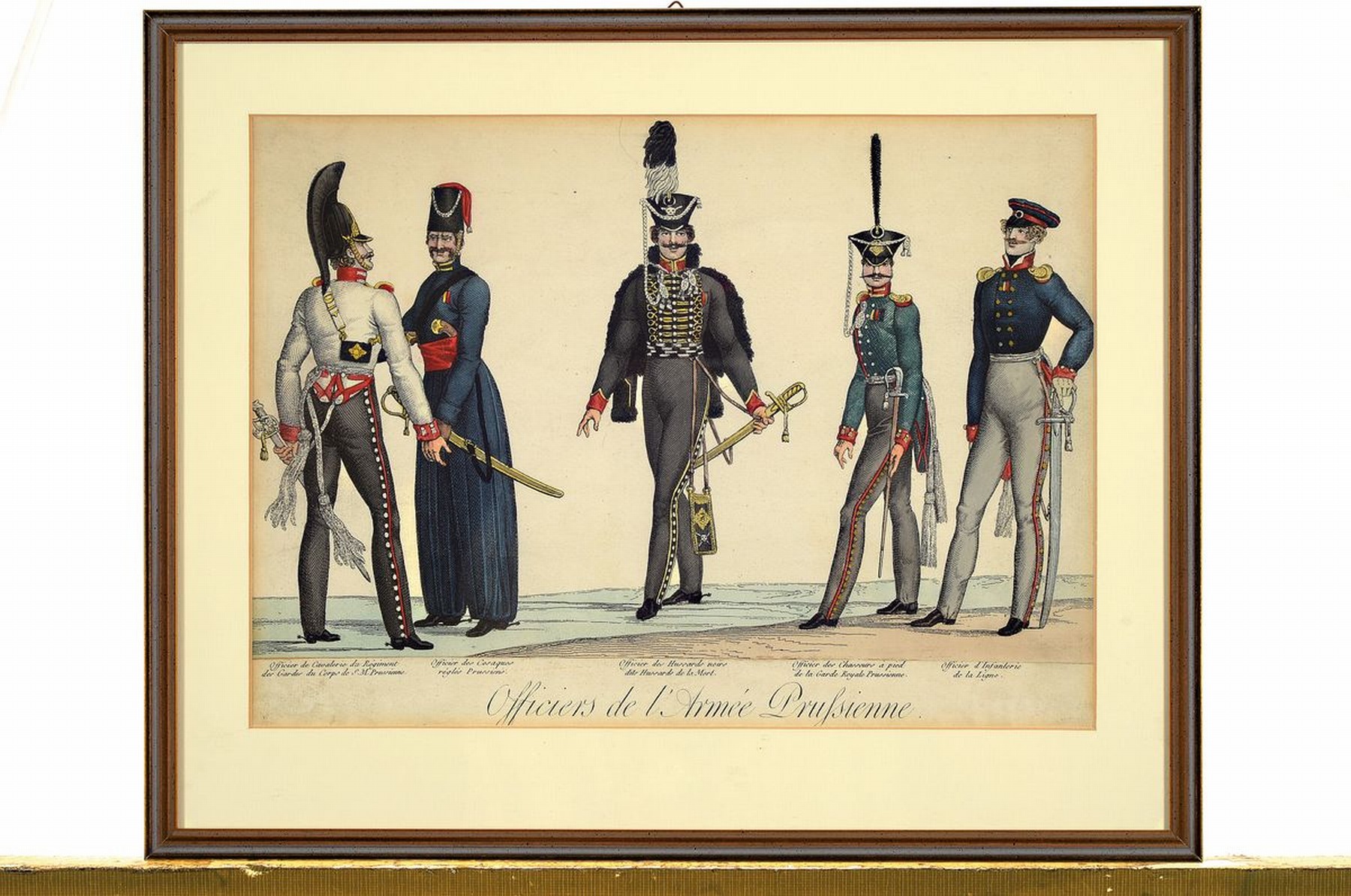 Heinrich Eckert & Dietrich Monten, vier Lithographien, Uniformstiche, Großherzogthum Hessen Darmstadt, Linien Infanterie; Chevauxlegers; Grand ...