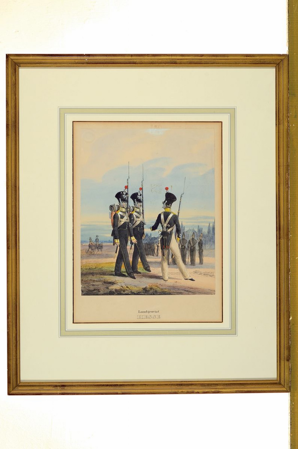 Detail a: Heinrich Eckert & Dietrich Monten, vier Lithographien, Uniformstiche, Großherzogthum Hessen Darmstadt, Linien Infanterie; Chevauxlegers; Grand ...