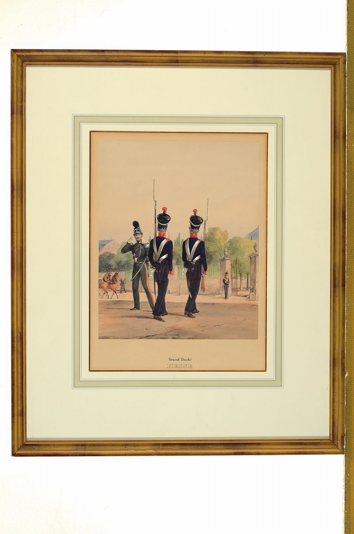 Detail b: Heinrich Eckert & Dietrich Monten, vier Lithographien, Uniformstiche, Großherzogthum Hessen Darmstadt, Linien Infanterie; Chevauxlegers; Grand ...